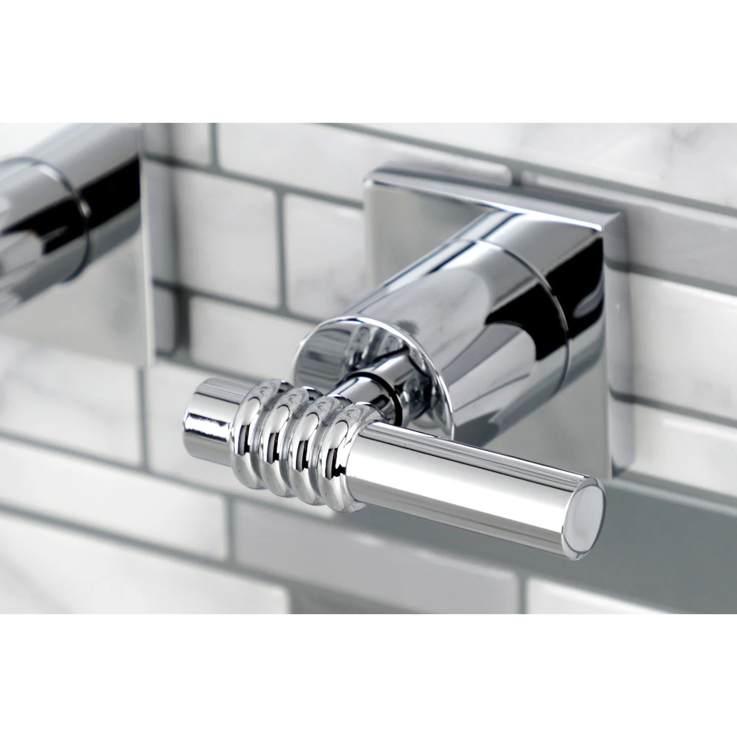Kingston Sona KS6021ML - Milano Two-Handle 3-Hole Wall Mount Tub Faucet, Polished Chrome - Image 2