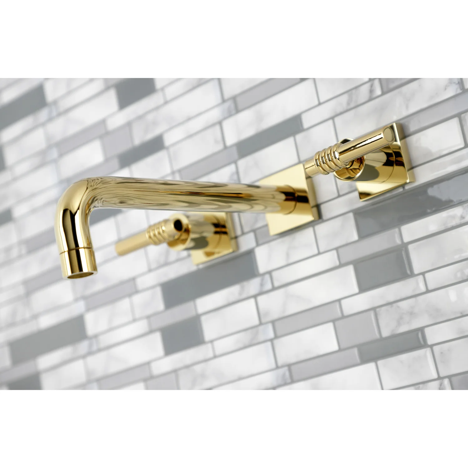 Kingston Sona KS6022ML - Milano Two-Handle 3-Hole Wall Mount Tub Faucet, Polished Brass - Image 4