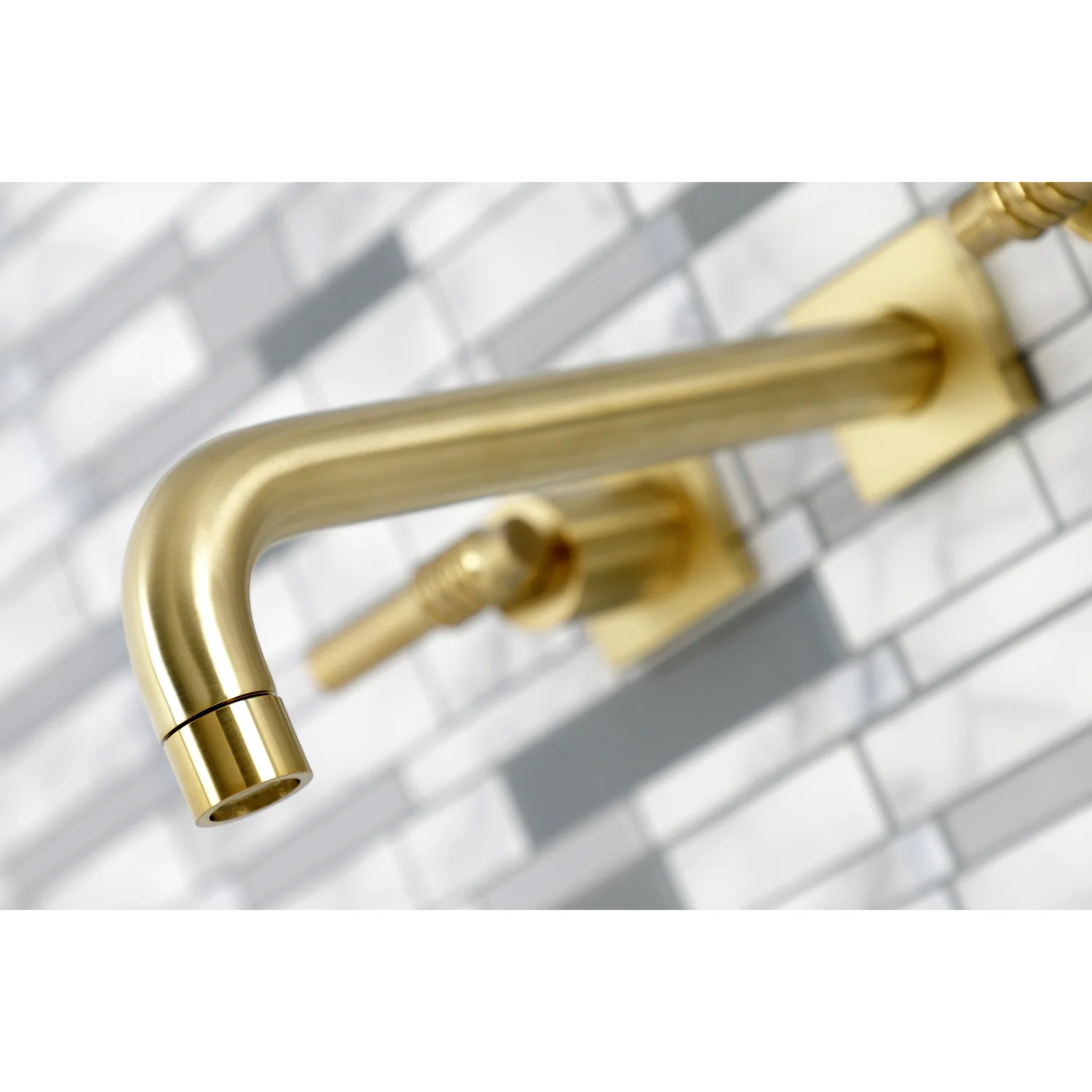 Kingston Sona KS6027ML - Milano Two-Handle 3-Hole Wall Mount Tub Faucet, Brushed Brass - Image 3