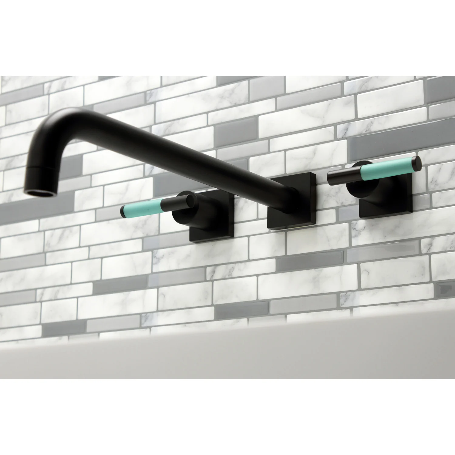 Kingston Sona KS6040CKL - Kaiser Two-Handle 3-Hole Wall Mount Tub Faucet, Matte Black - Image 5