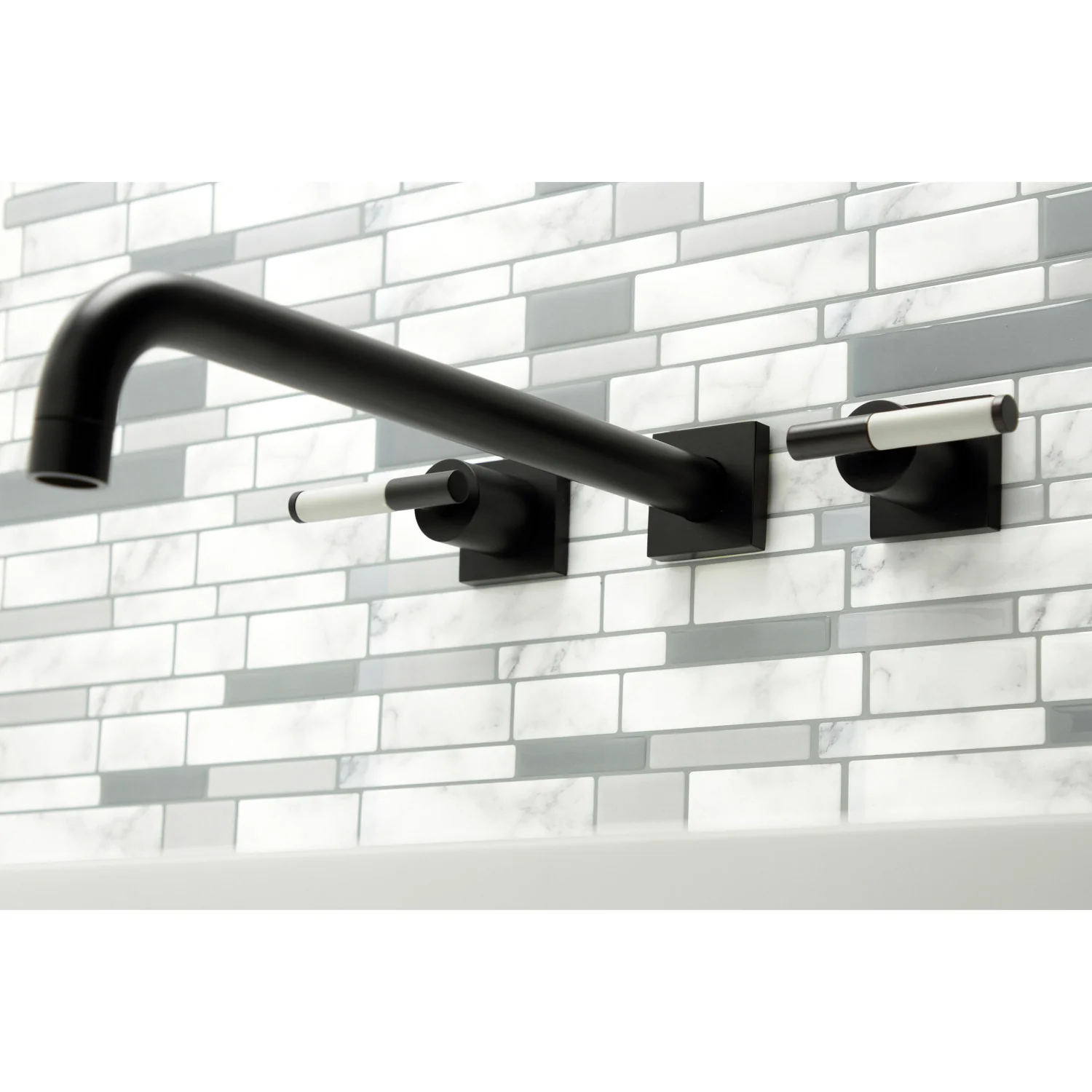 Kingston Sona KS6040CKL - Kaiser Two-Handle 3-Hole Wall Mount Tub Faucet, Matte Black - Image 6