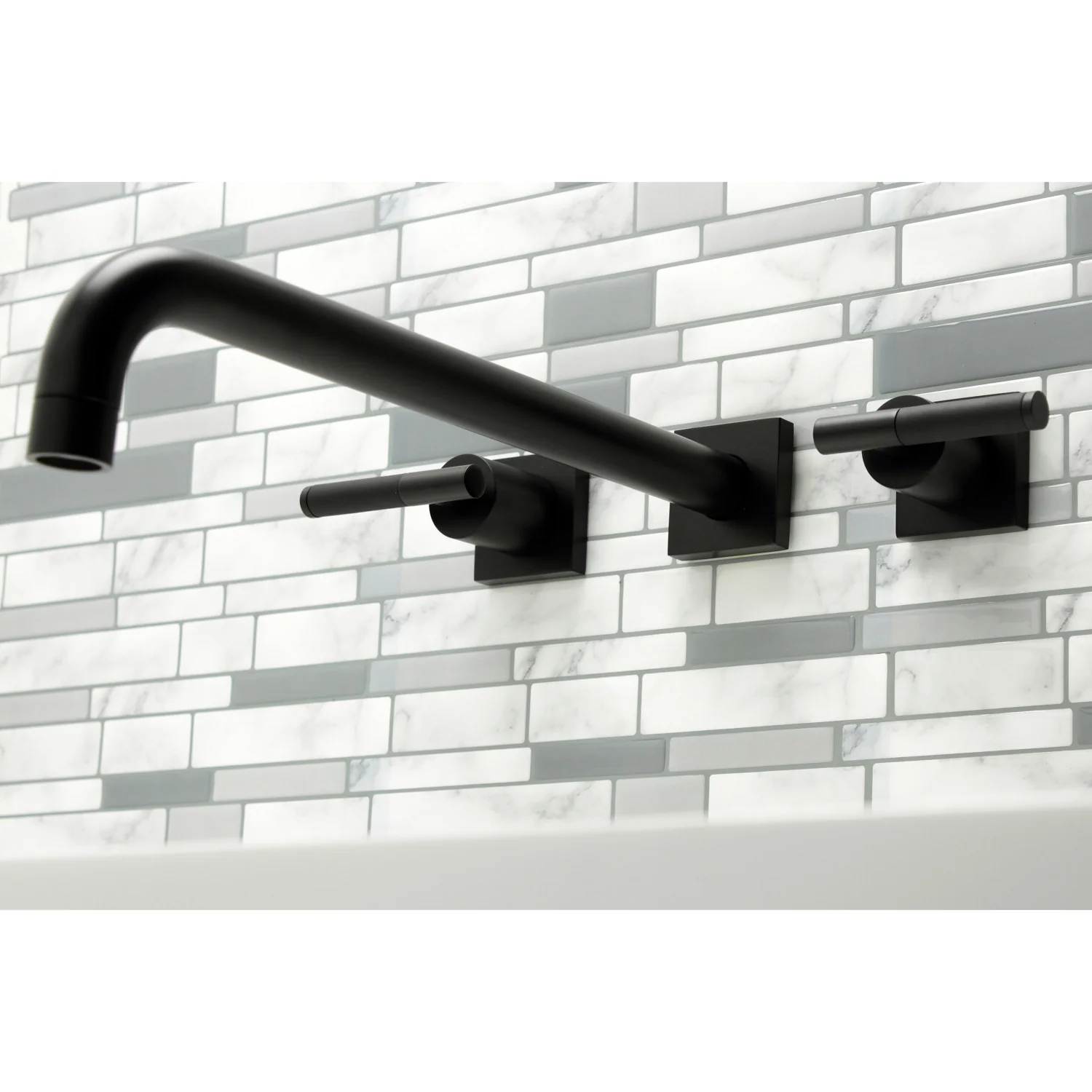 Kingston Sona KS6040CKL - Kaiser Two-Handle 3-Hole Wall Mount Tub Faucet, Matte Black - Image 7