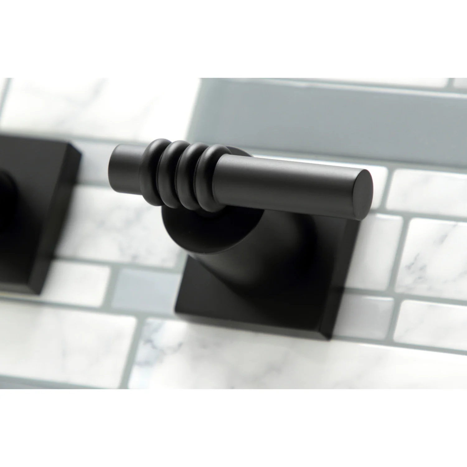 Kingston Tulare KS6040ML - Milano Two-Handle 3-Hole Wall Mount Tub Faucet, Matte Black - Image 2