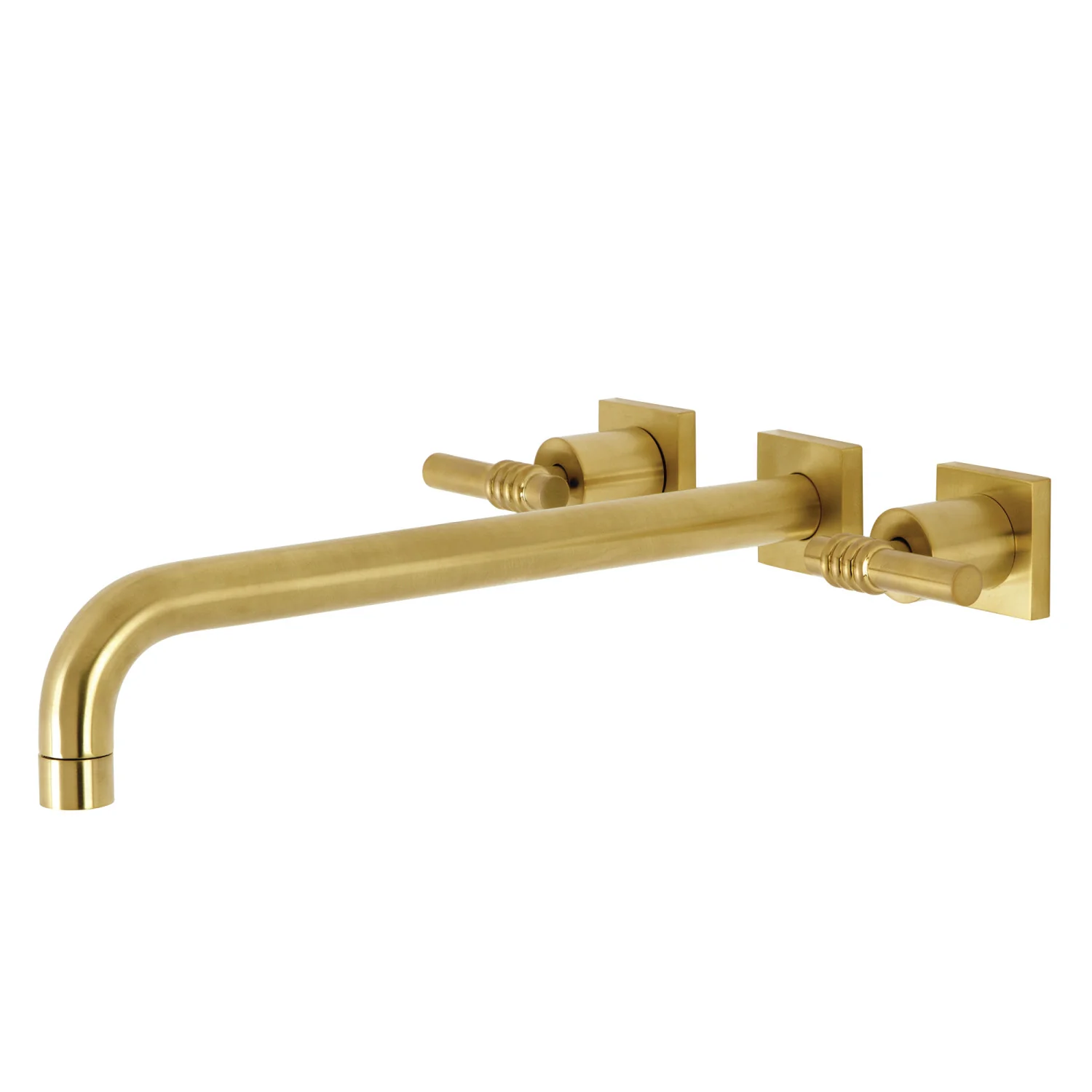 Kingston Tulare KS6047ML - Milano Two-Handle 3-Hole Wall Mount Tub Faucet, Brushed Brass