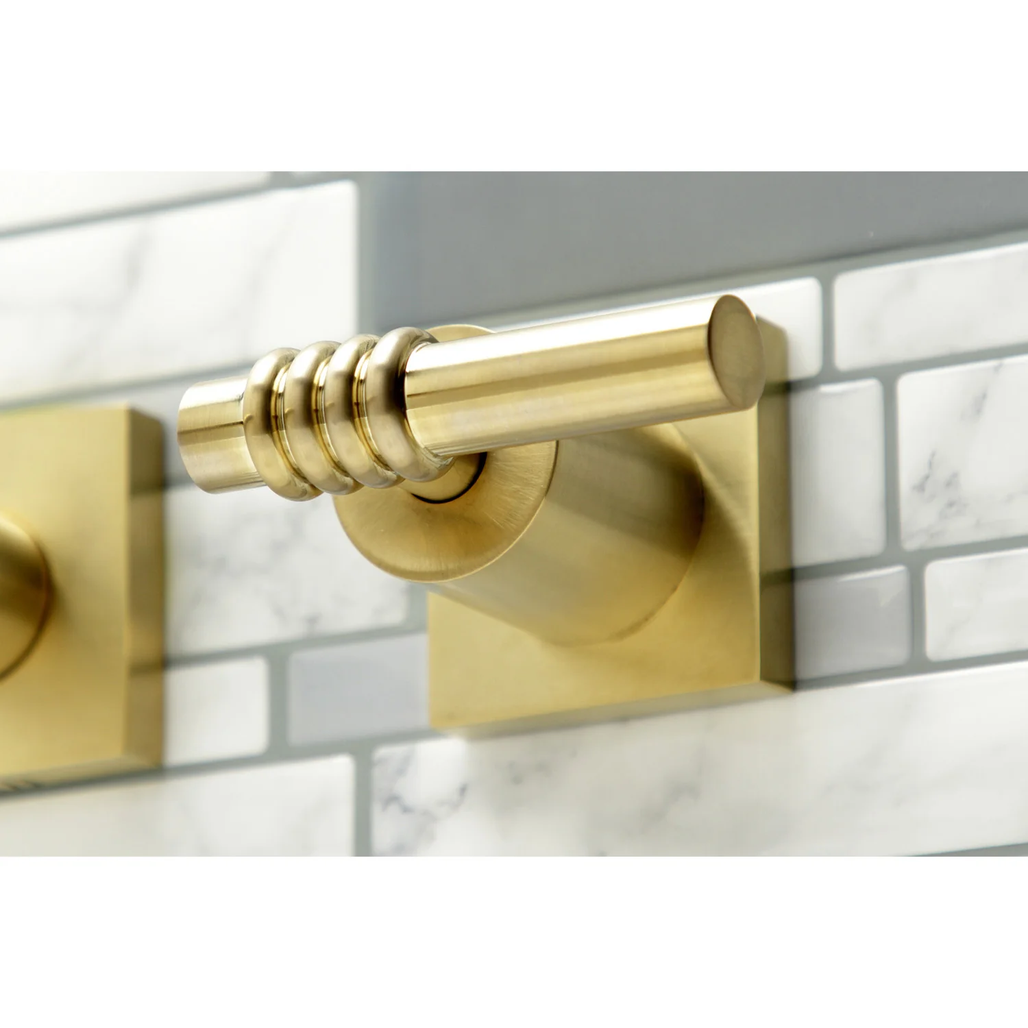 Kingston Tulare KS6047ML - Milano Two-Handle 3-Hole Wall Mount Tub Faucet, Brushed Brass - Image 2