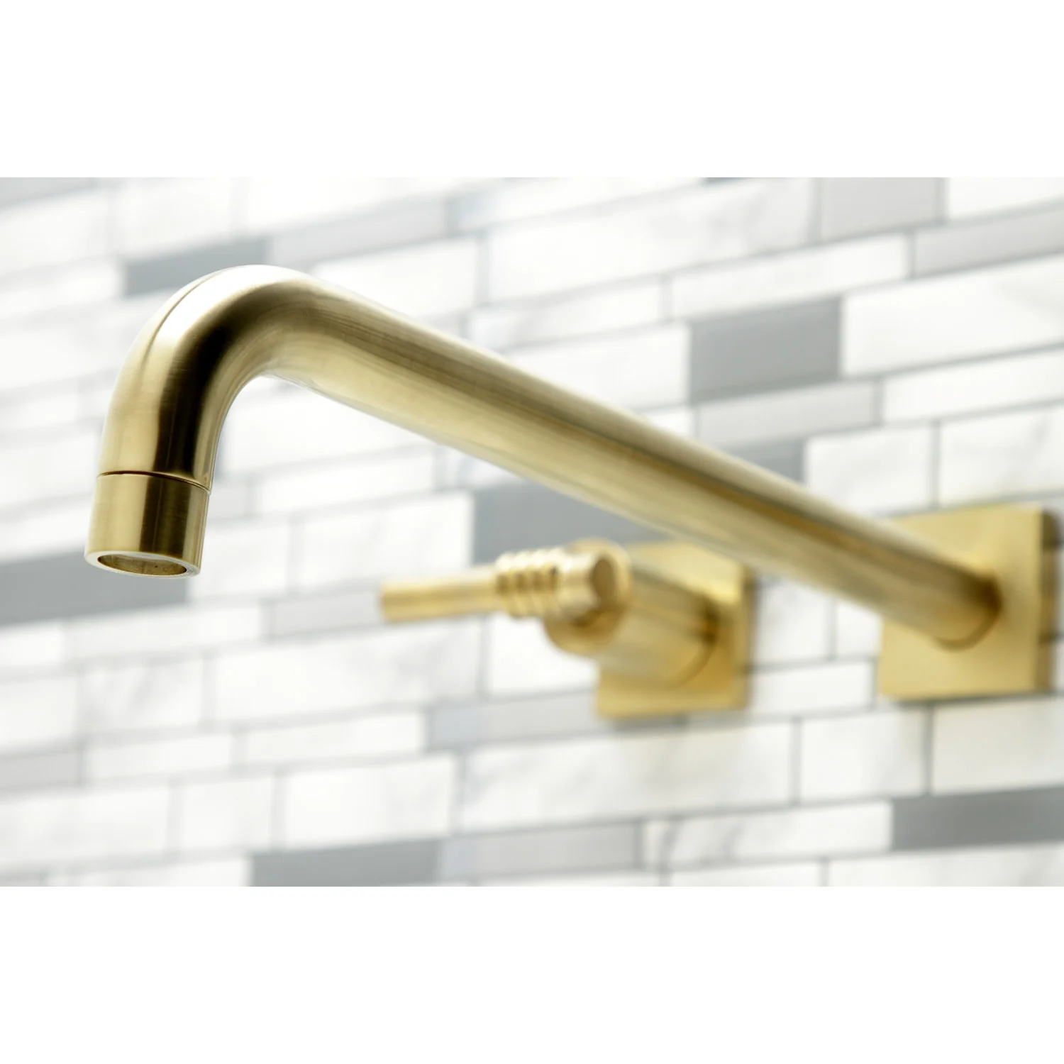 Kingston Tulare KS6047ML - Milano Two-Handle 3-Hole Wall Mount Tub Faucet, Brushed Brass - Image 3