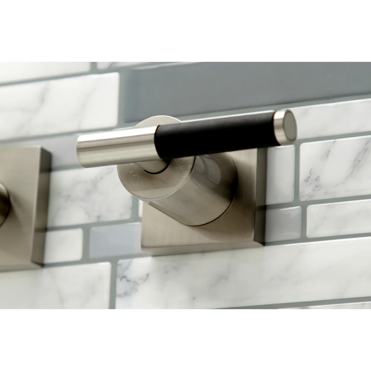 Kingston Sona KS6048CKL - Kaiser Two-Handle 3-Hole Wall Mount Tub Faucet, Brushed Nickel - Image 2