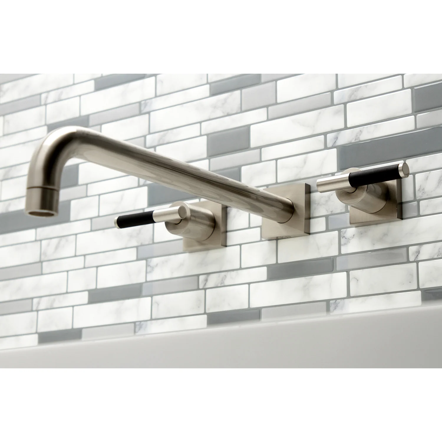 Kingston Sona KS6048CKL - Kaiser Two-Handle 3-Hole Wall Mount Tub Faucet, Brushed Nickel - Image 7