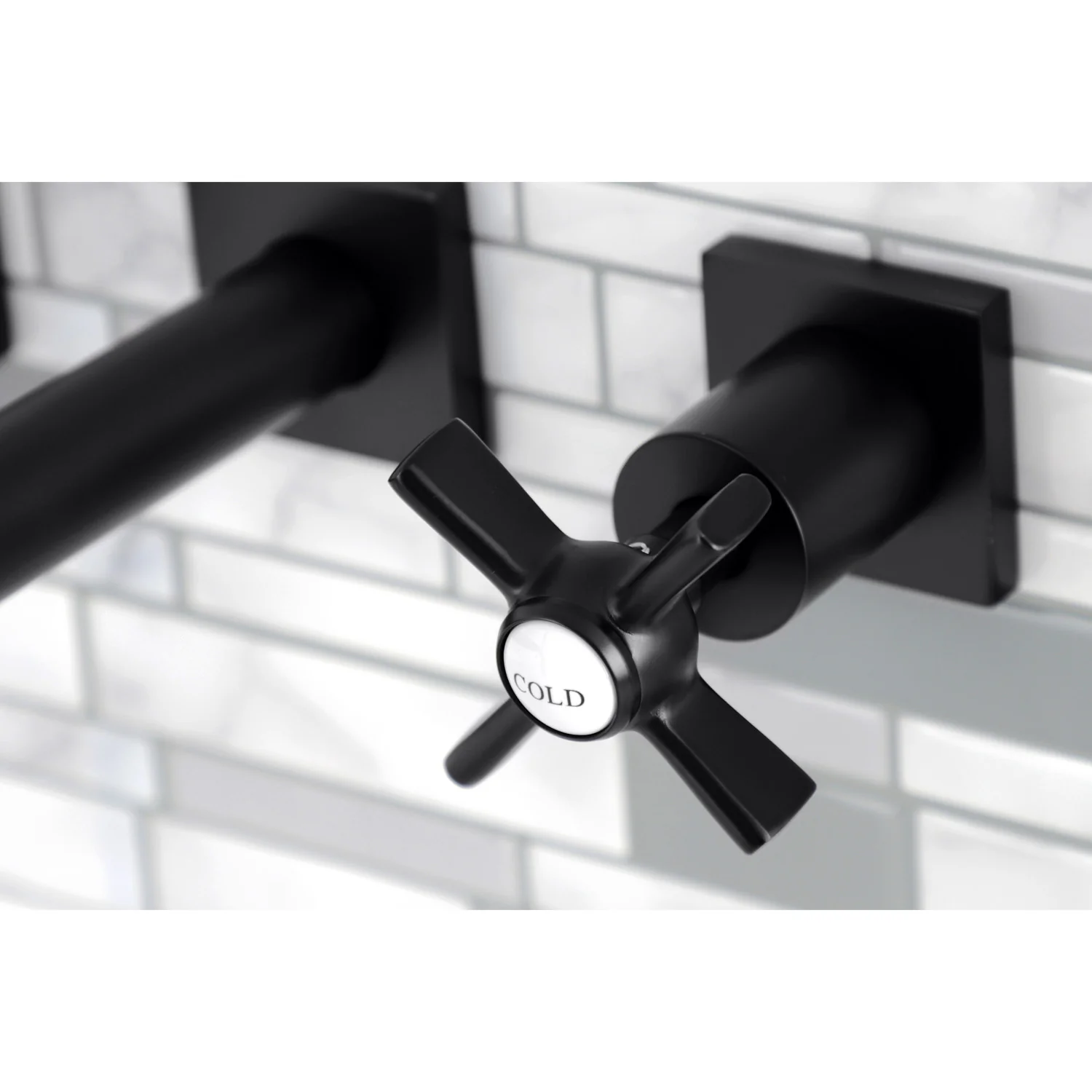 Kingston Sona KS6120ZX - Millennium Double-Handle 3-Hole Wall Mount Bathroom Faucet, Matte Black - Image 2