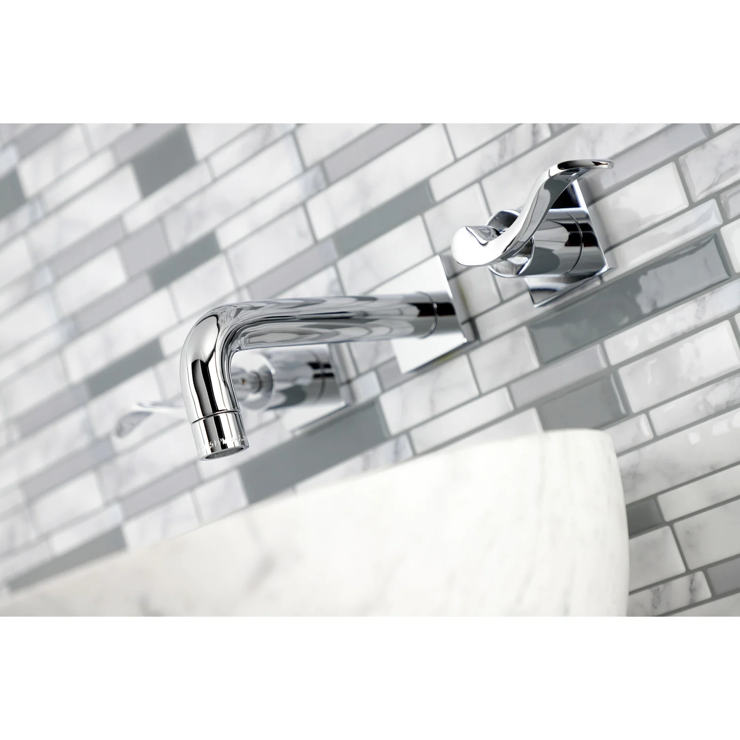 Kingston Tulare KS6121DFL - NuWave Double-Handle 3-Hole Wall Mount Bathroom Faucet, Polished Chrome - Image 4