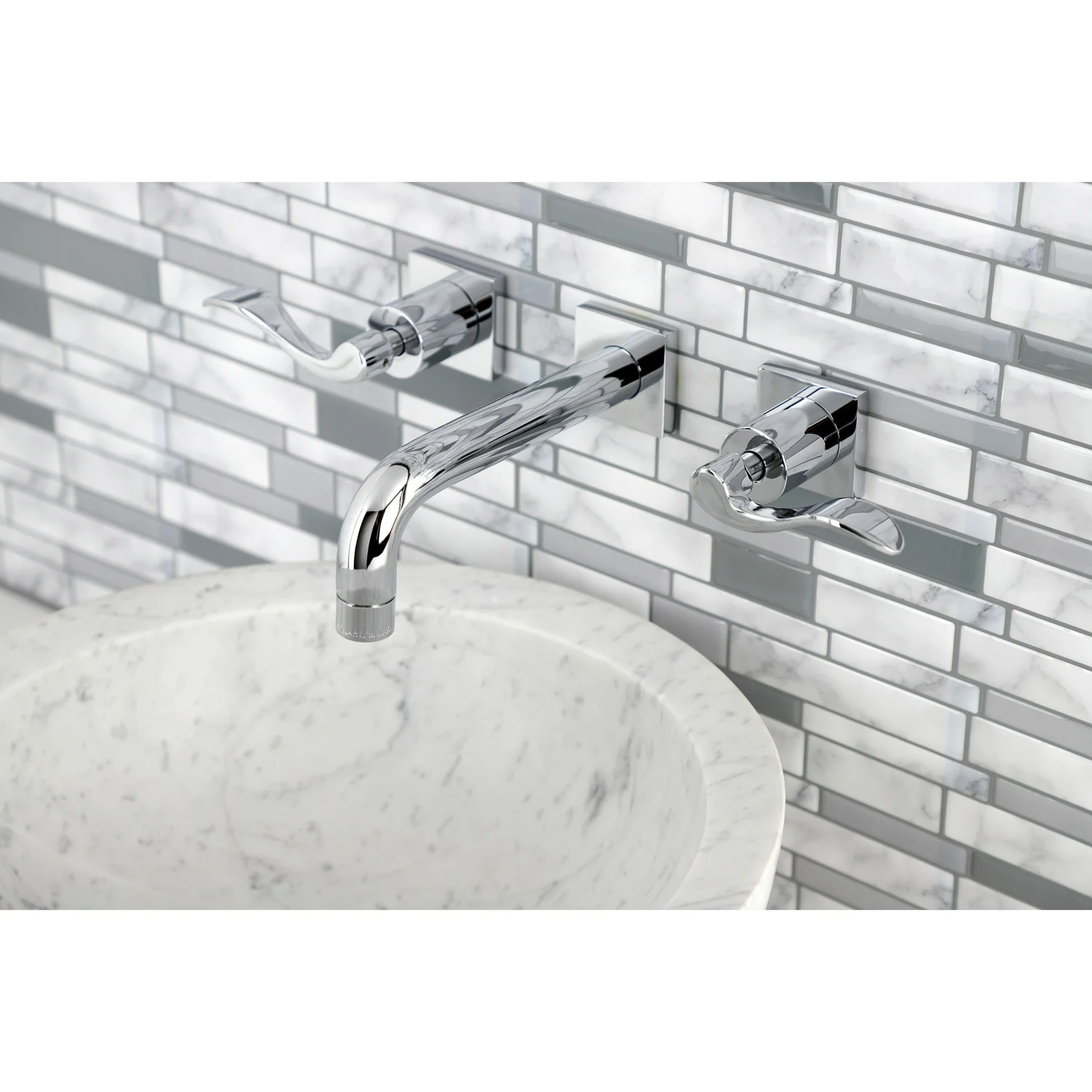 Kingston Tulare KS6121DFL - NuWave Double-Handle 3-Hole Wall Mount Bathroom Faucet, Polished Chrome - Image 5