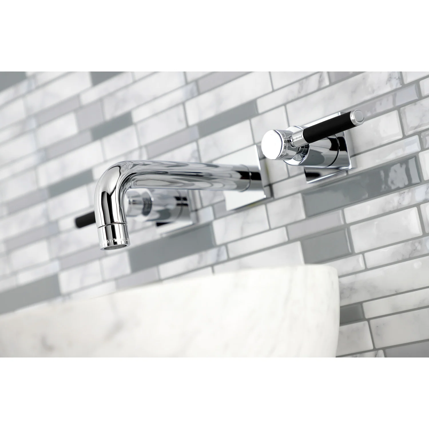 Kingston Sona KS6121DKL - Kaiser Double-Handle 3-Hole Wall Mount Bathroom Faucet, Polished Chrome - Image 7