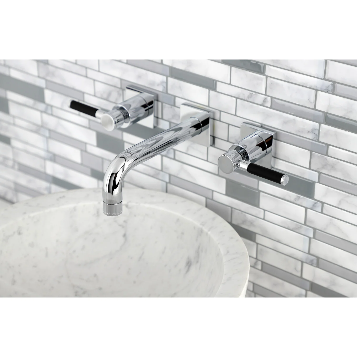 Kingston Sona KS6121DKL - Kaiser Double-Handle 3-Hole Wall Mount Bathroom Faucet, Polished Chrome - Image 8