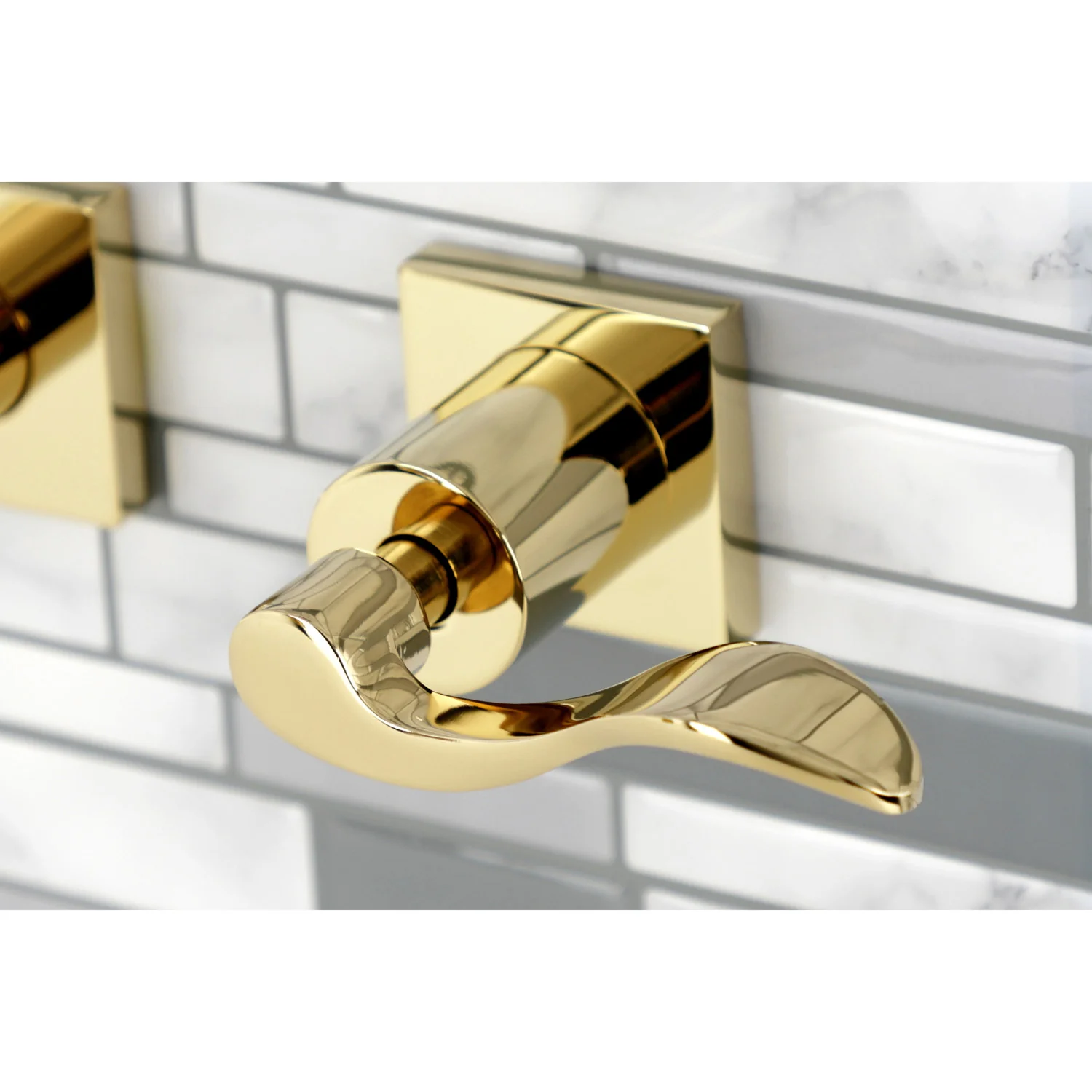 Kingston Tulare KS6122DFL - NuWave Double-Handle 3-Hole Wall Mount Bathroom Faucet, Polished Brass - Image 2