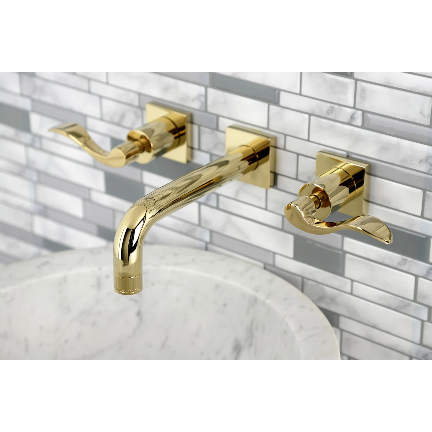 Kingston Tulare KS6122DFL - NuWave Double-Handle 3-Hole Wall Mount Bathroom Faucet, Polished Brass - Image 5
