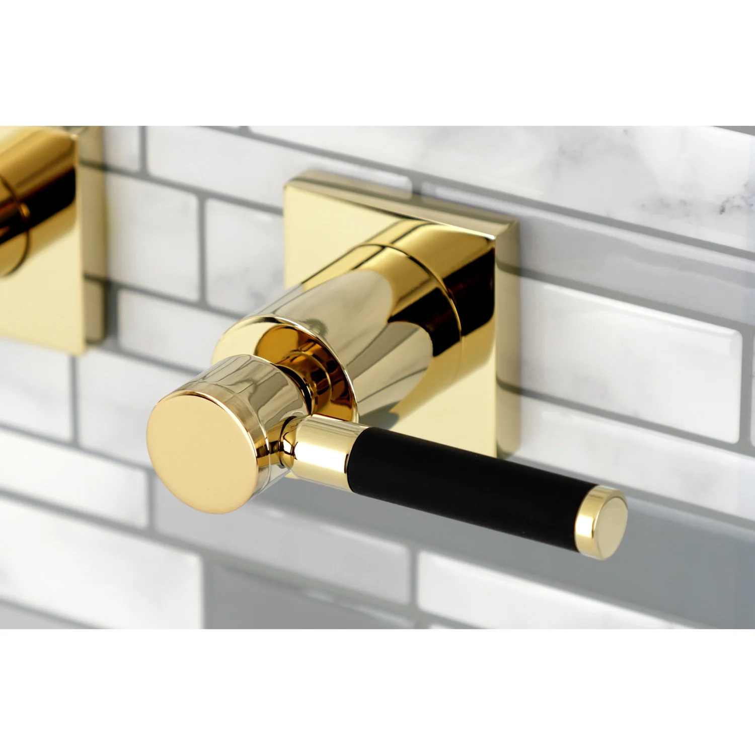 Kingston Sona KS6122DKL - Kaiser Double-Handle 3-Hole Wall Mount Bathroom Faucet, Polished Brass - Image 2