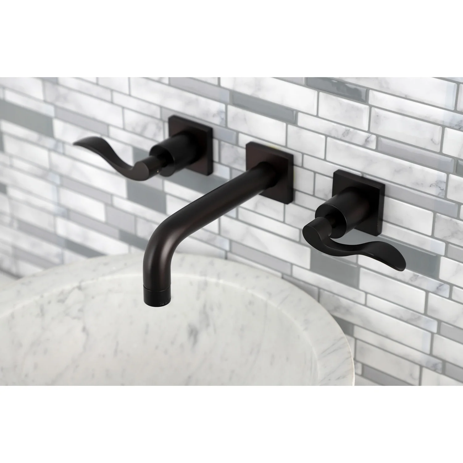 Kingston Tulare KS6125DFL - NuWave Double-Handle 3-Hole Wall Mount Bathroom Faucet, Oil Rubbed Bronze - Image 5
