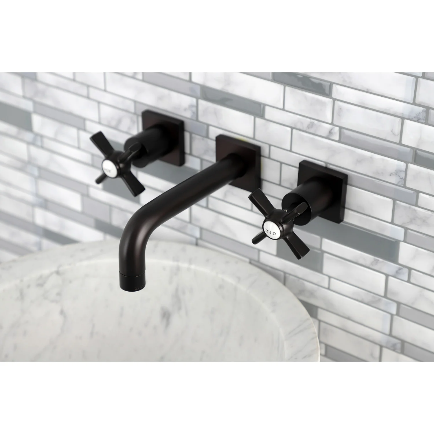 Kingston Sona KS6125ZX - Millennium Double-Handle 3-Hole Wall Mount Bathroom Faucet, Oil Rubbed Bronze - Image 5
