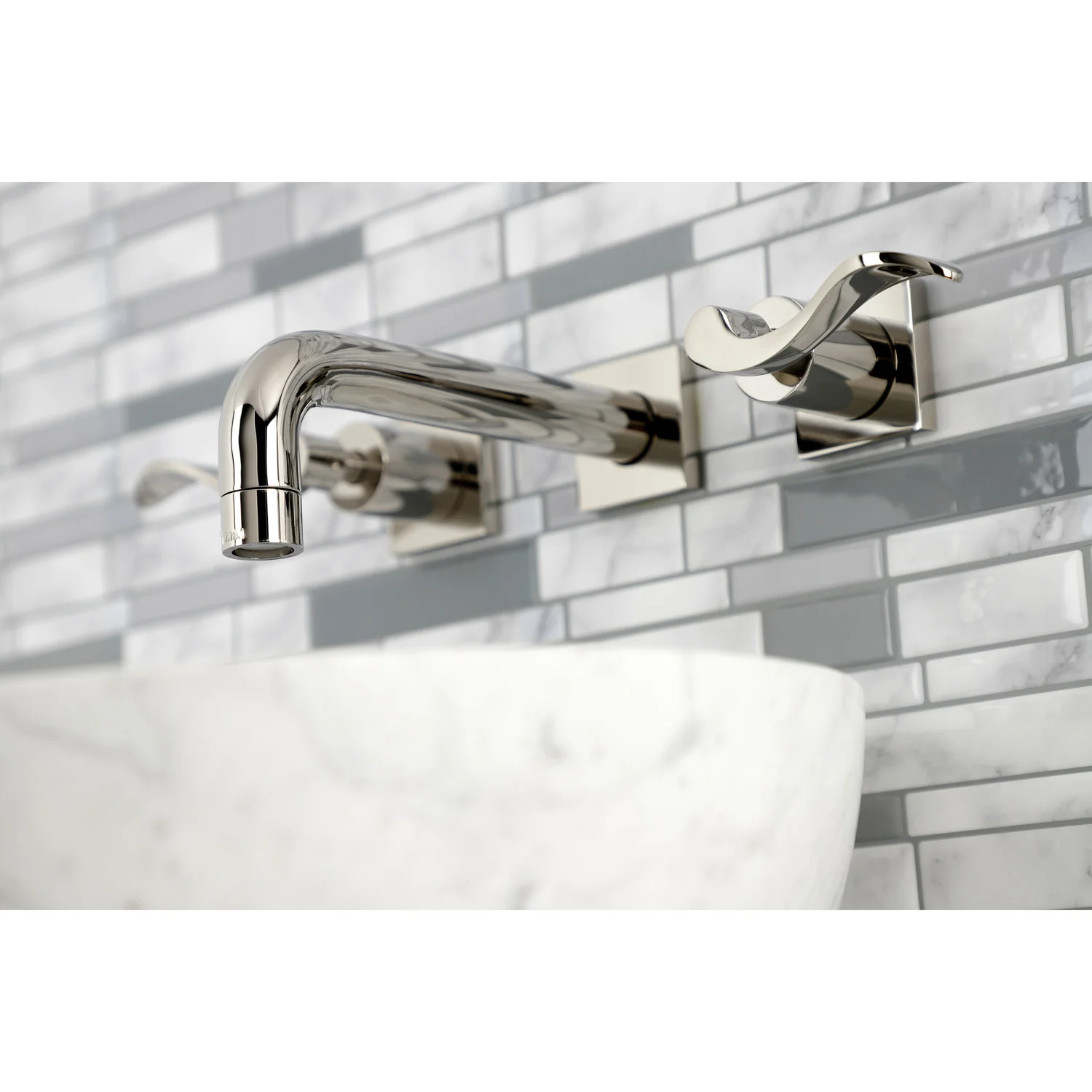 Kingston Tulare KS6126DFL - NuWave Double-Handle 3-Hole Wall Mount Bathroom Faucet, Polished Nickel - Image 4