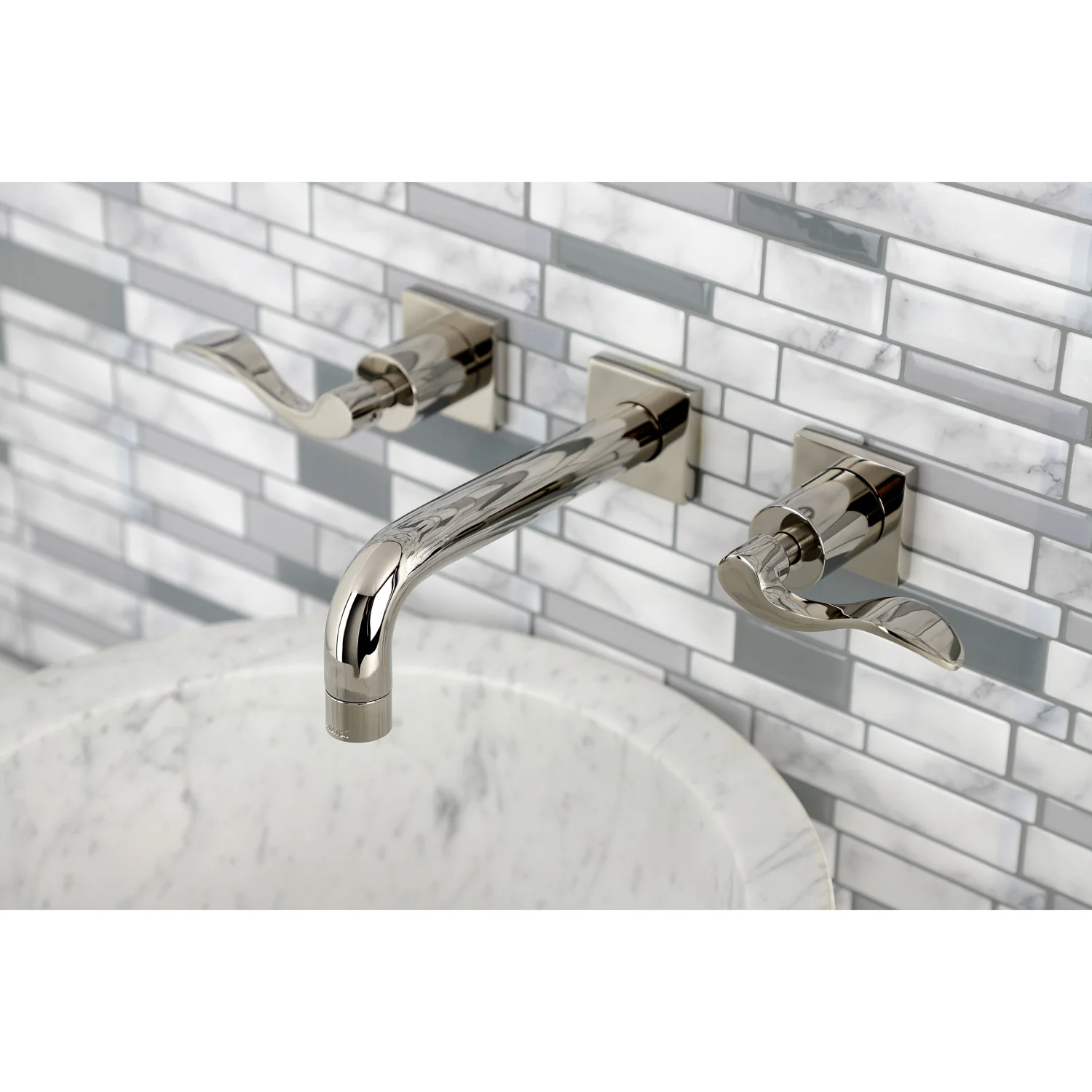 Kingston Tulare KS6126DFL - NuWave Double-Handle 3-Hole Wall Mount Bathroom Faucet, Polished Nickel - Image 5