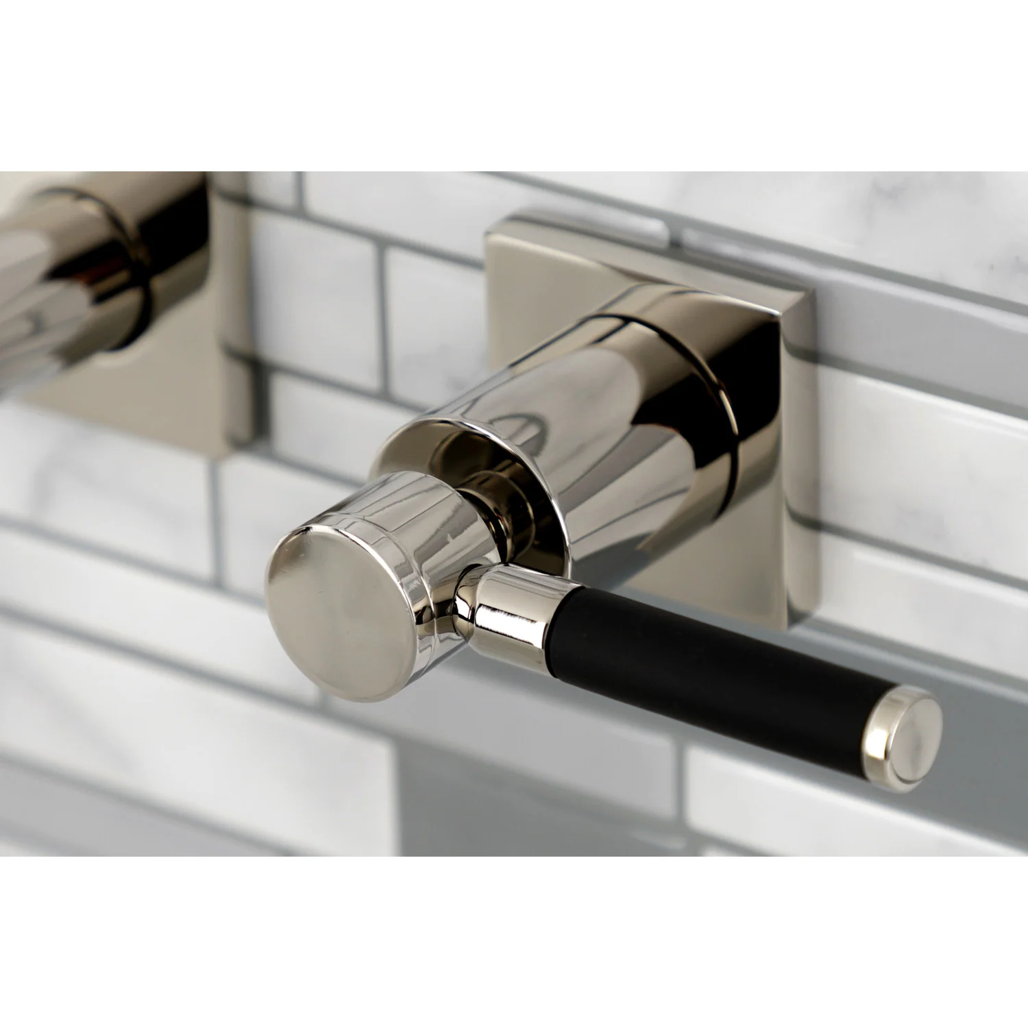 Kingston Sona KS6126DKL - Kaiser Double-Handle 3-Hole Wall Mount Bathroom Faucet, Polished Nickel - Image 2