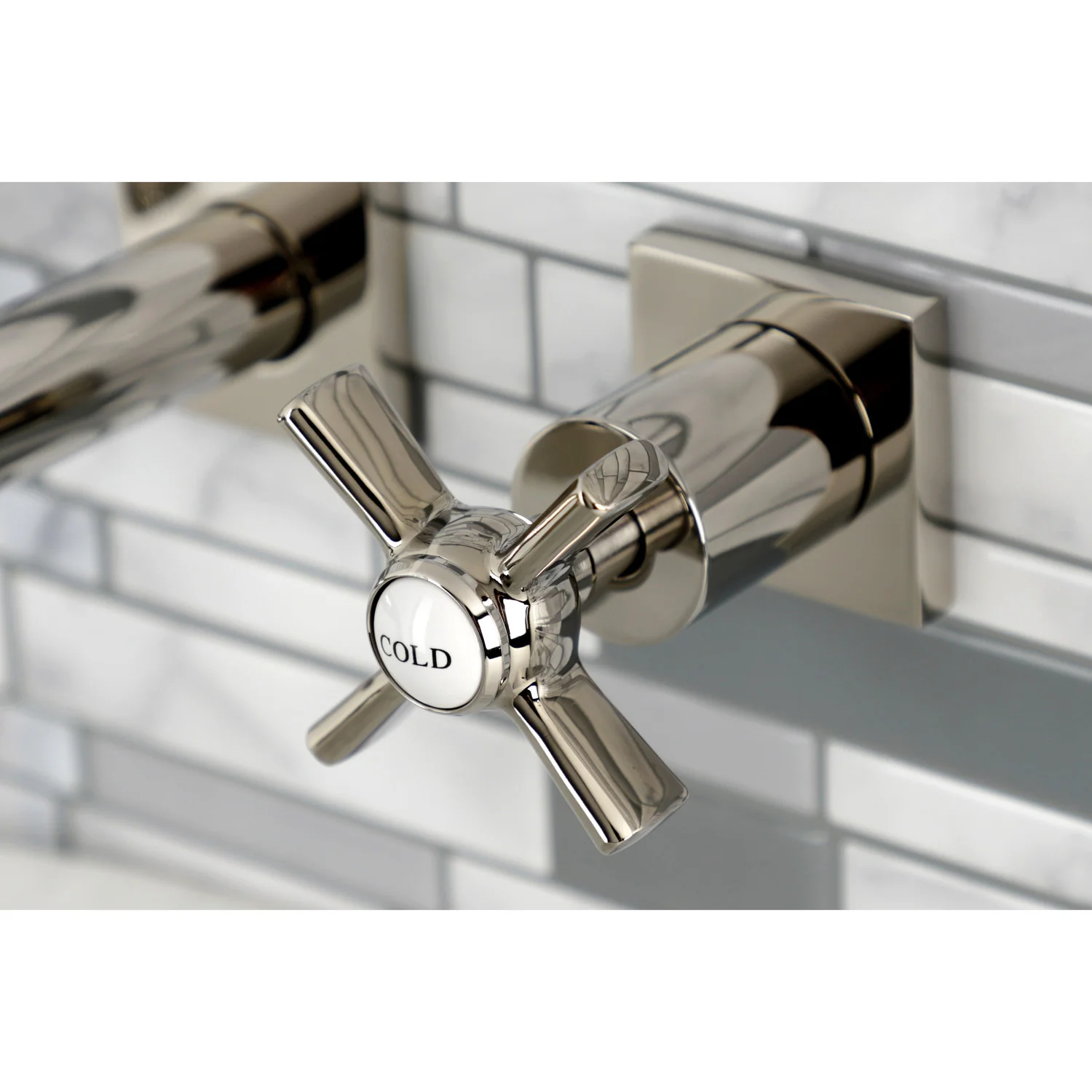 Kingston Sona KS6126ZX - Millennium Double-Handle 3-Hole Wall Mount Bathroom Faucet, Polished Nickel - Image 2