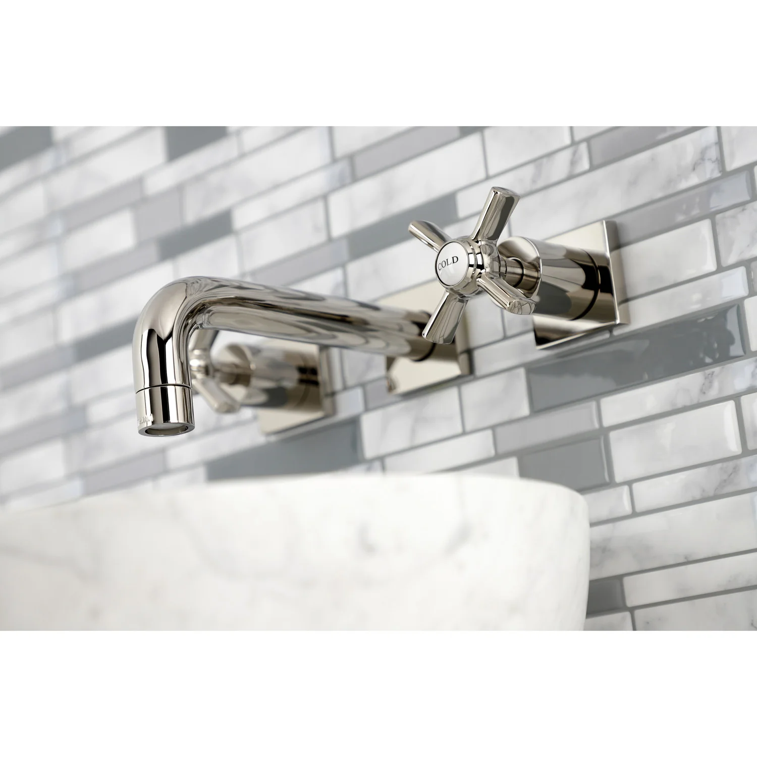 Kingston Sona KS6126ZX - Millennium Double-Handle 3-Hole Wall Mount Bathroom Faucet, Polished Nickel - Image 4