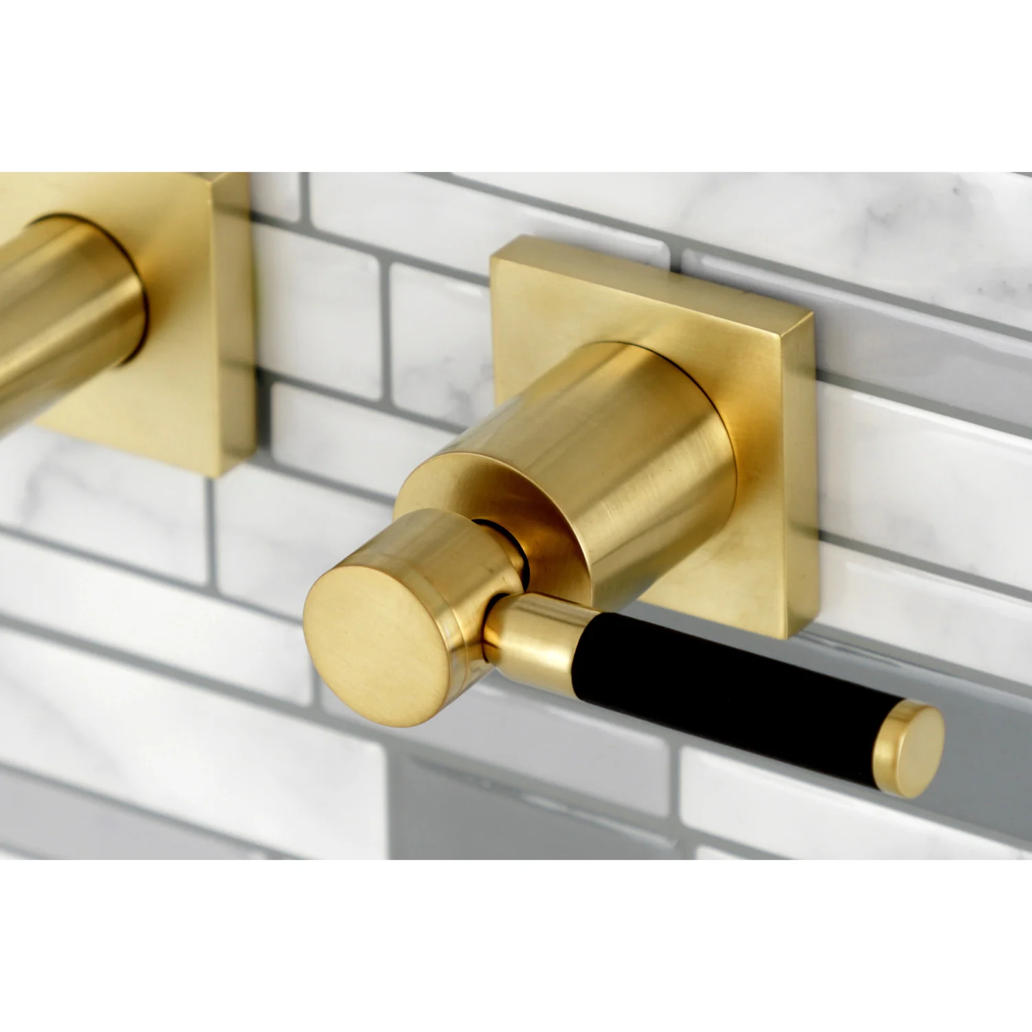 Kingston Sona KS6127DKL - Kaiser Double-Handle 3-Hole Wall Mount Bathroom Faucet, Brushed Brass - Image 2
