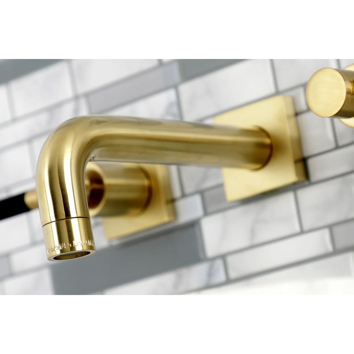 Kingston Sona KS6127DKL - Kaiser Double-Handle 3-Hole Wall Mount Bathroom Faucet, Brushed Brass - Image 3