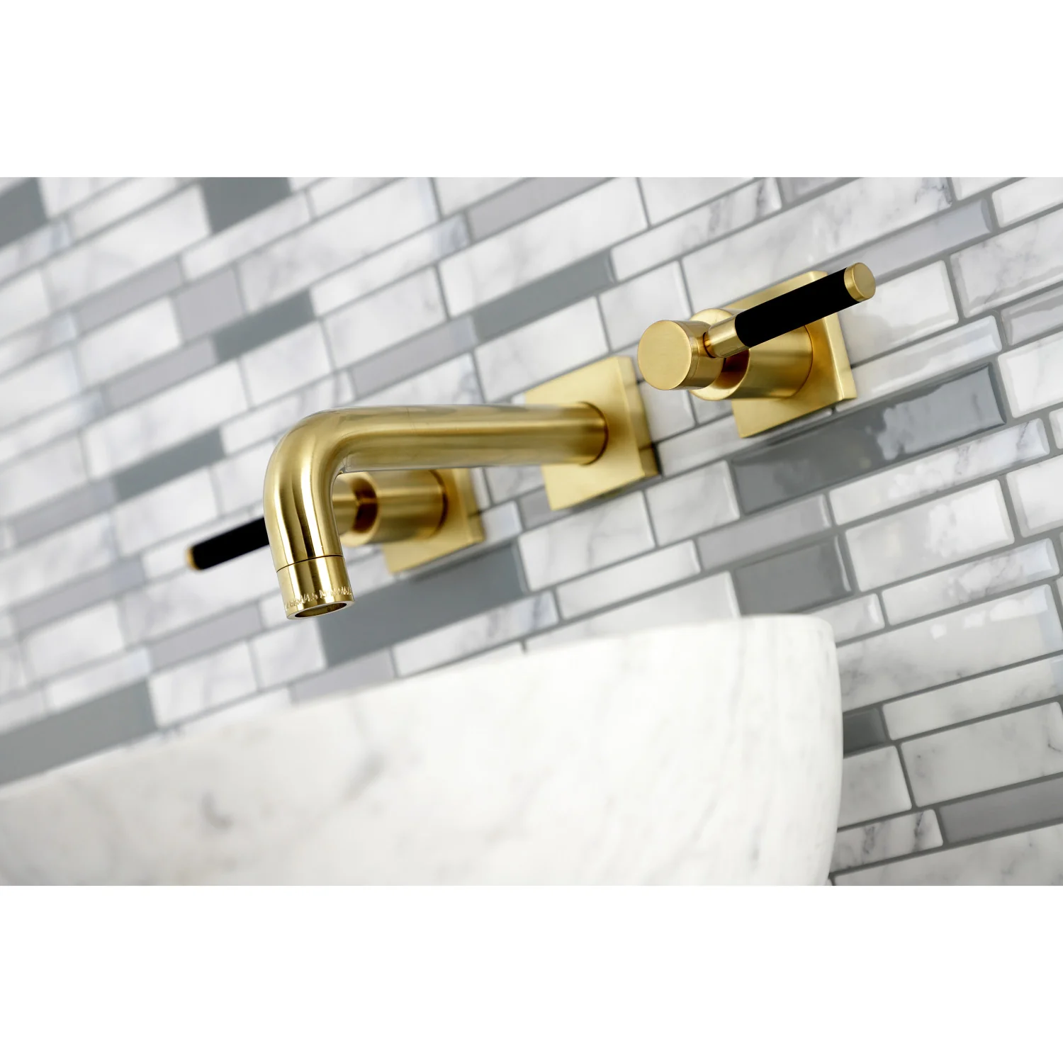 Kingston Sona KS6127DKL - Kaiser Double-Handle 3-Hole Wall Mount Bathroom Faucet, Brushed Brass - Image 7