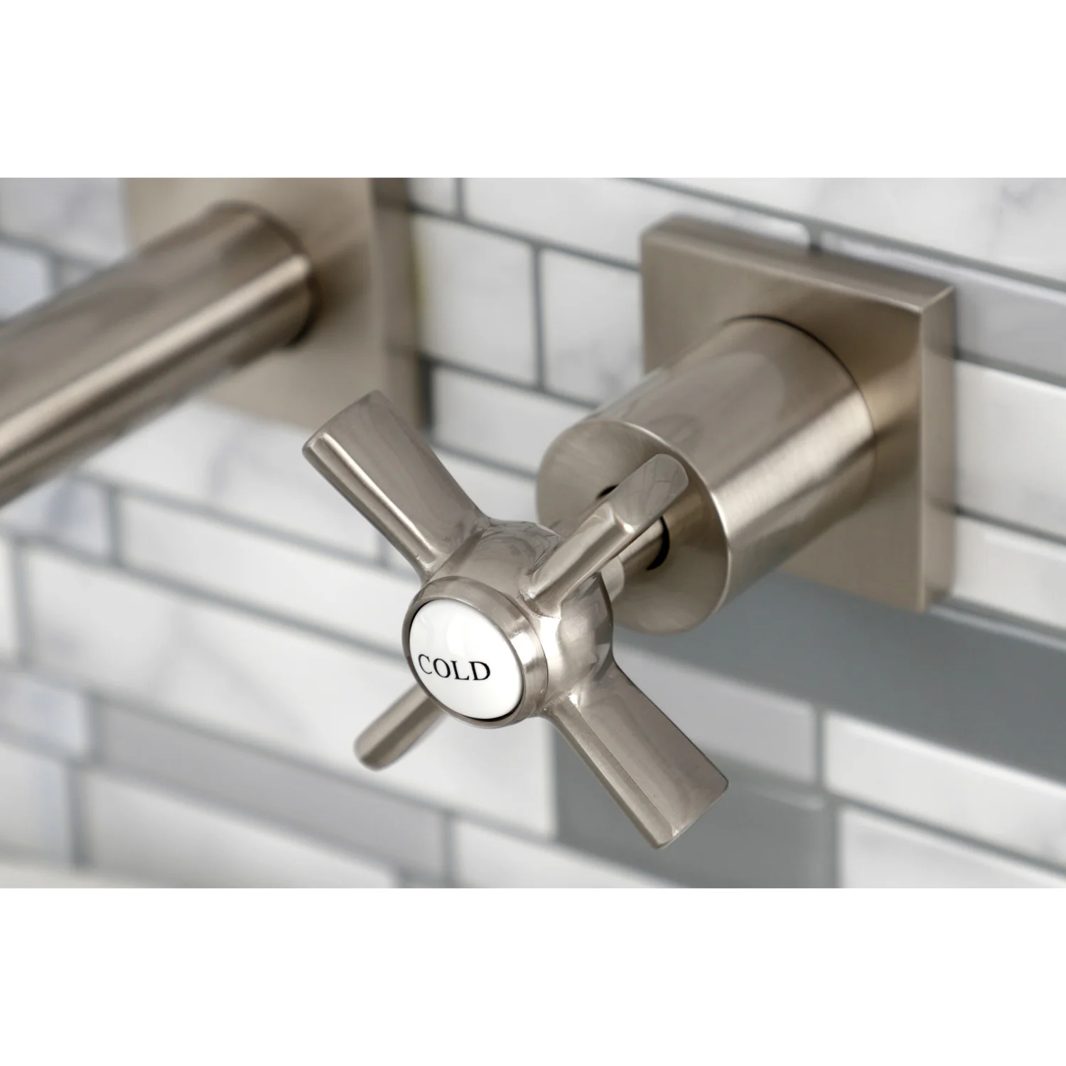 Kingston Sona KS6128ZX - Millennium Double-Handle 3-Hole Wall Mount Bathroom Faucet, Brushed Nickel - Image 2