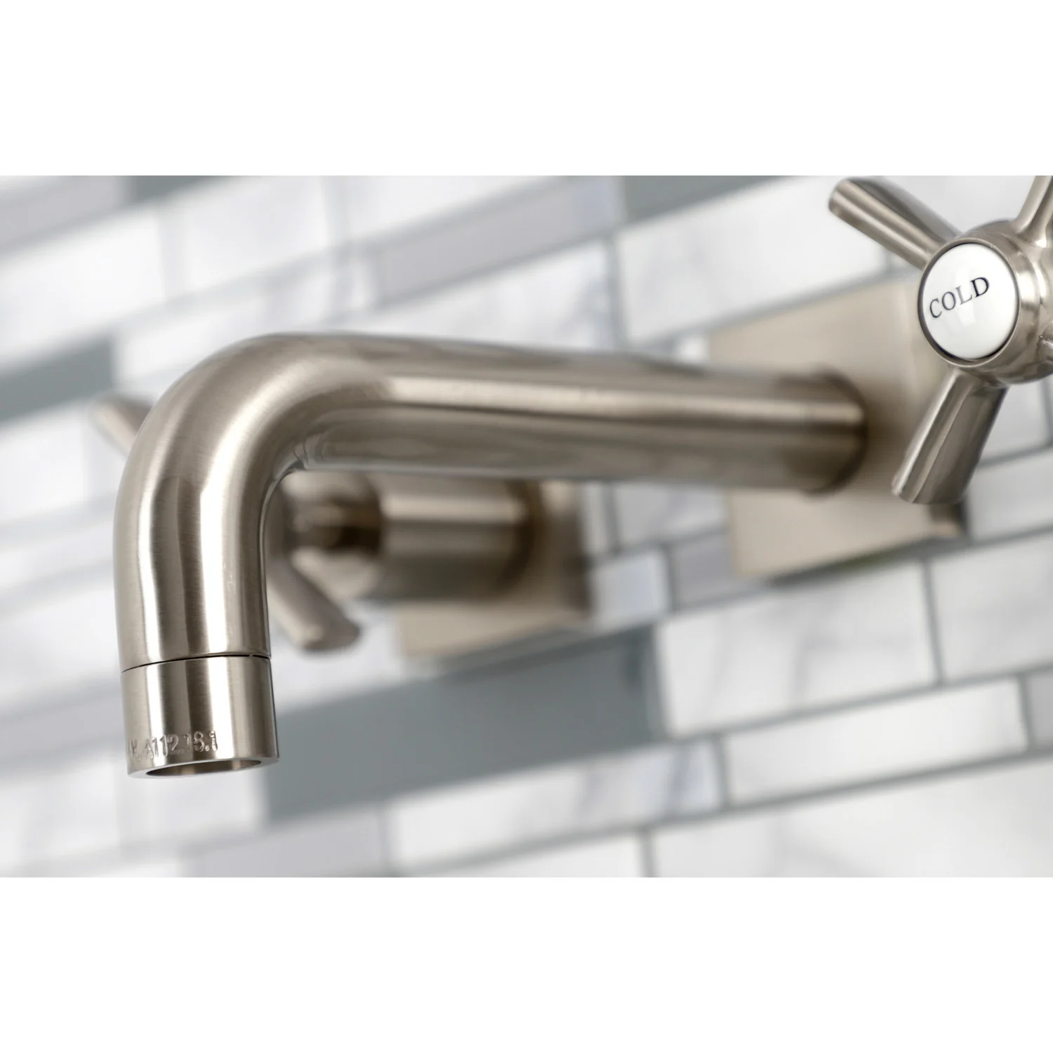 Kingston Sona KS6128ZX - Millennium Double-Handle 3-Hole Wall Mount Bathroom Faucet, Brushed Nickel - Image 3