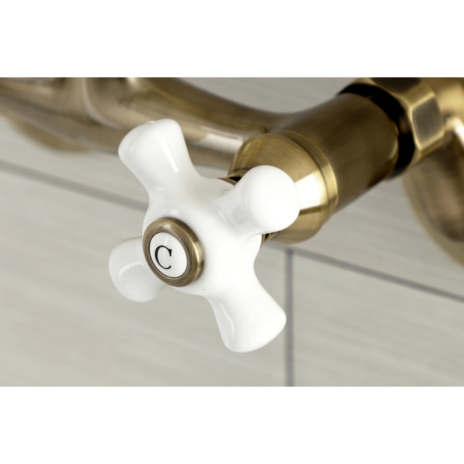 Kingston Heirloom KS612AB - Kingston Two-Handle 2-Hole Wall Mount Bar Faucet, Antique Brass - Image 3