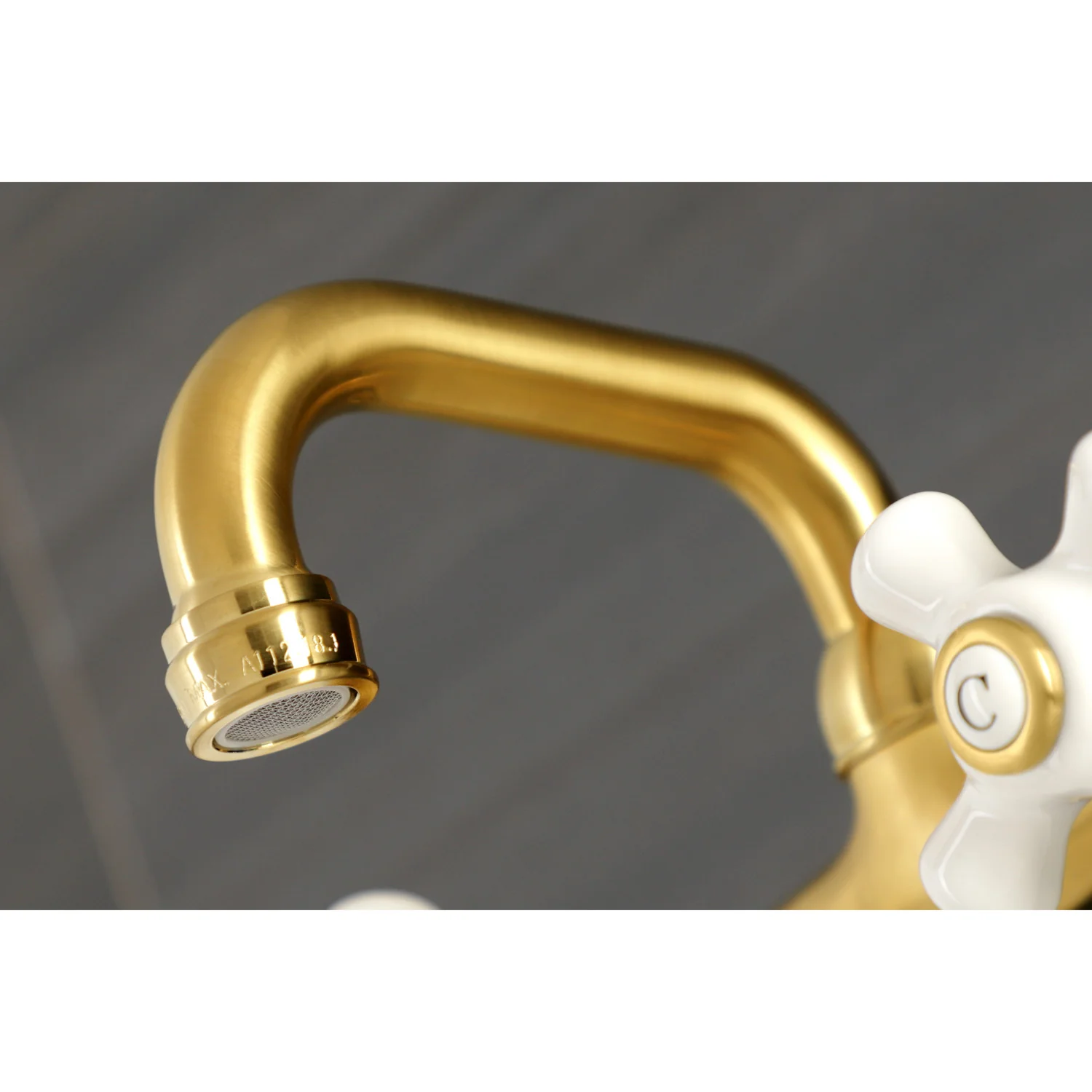 Kingston Heirloom KS612SB - Kingston Two-Handle 2-Hole Wall Mount Bar Faucet, Brushed Brass - Image 3