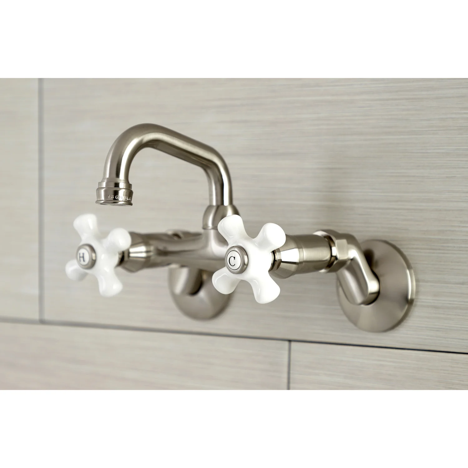 Kingston Heirloom KS612SN - Kingston Two-Handle 2-Hole Wall Mount Bar Faucet, Brushed Nickel - Image 4