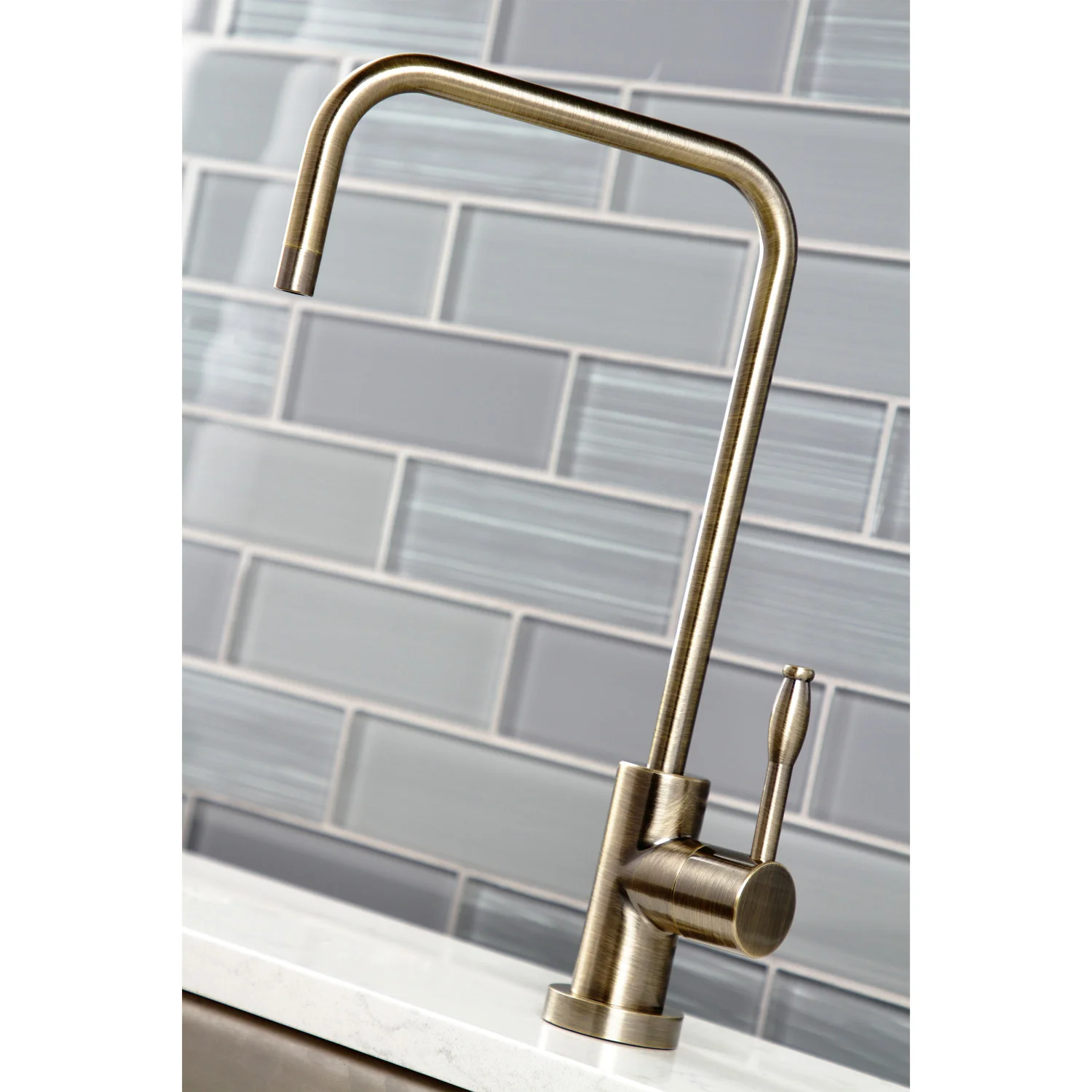 Kingston Sona KS6193NKL - Nustudio Single-Handle 1-Hole Deck Mount Water Filtration Faucet, Antique Brass - Image 4