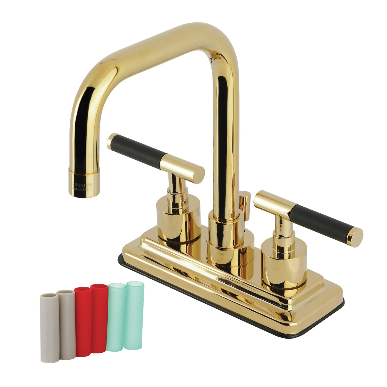 Kingston Sona KS6642CKL - Kaiser Double-Handle 3-Hole Deck Mount 4-Inch Centerset Bathroom Faucet with Brass Pop-Up, Polished Brass