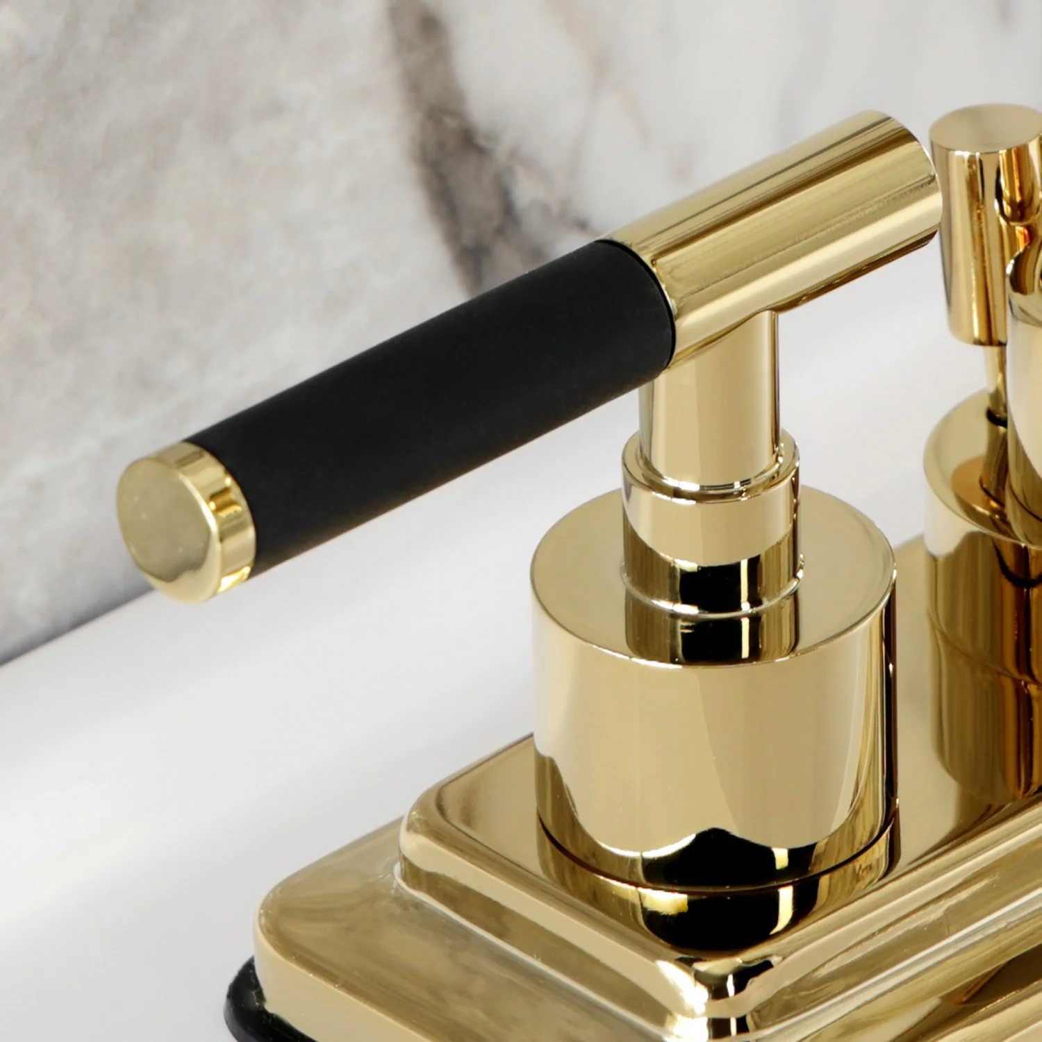 Kingston Sona KS6642CKL - Kaiser Double-Handle 3-Hole Deck Mount 4-Inch Centerset Bathroom Faucet with Brass Pop-Up, Polished Brass - Image 10