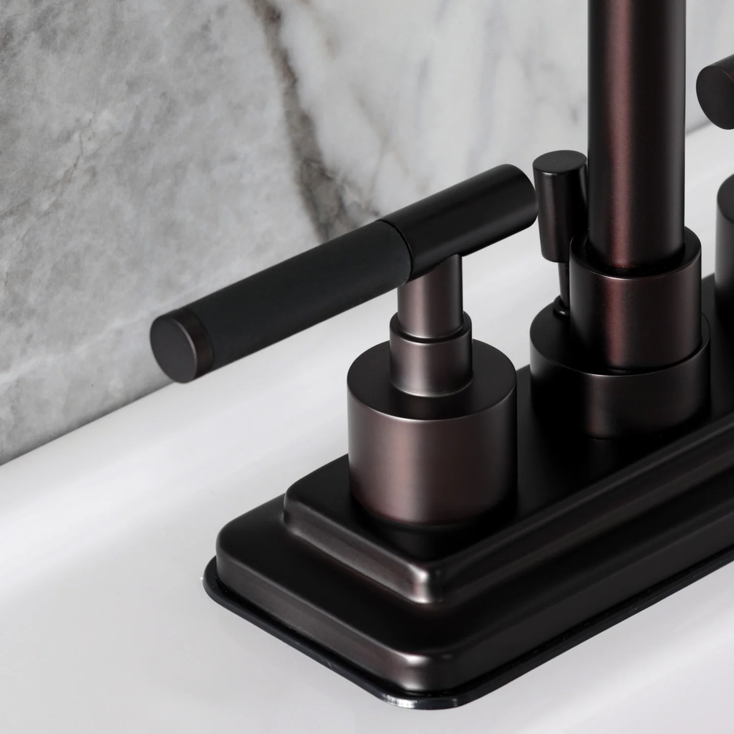 Kingston Sona KS6645CKL - Kaiser Double-Handle 3-Hole Deck Mount 4-Inch Centerset Bathroom Faucet with Brass Pop-Up, Oil Rubbed Bronze - Image 10
