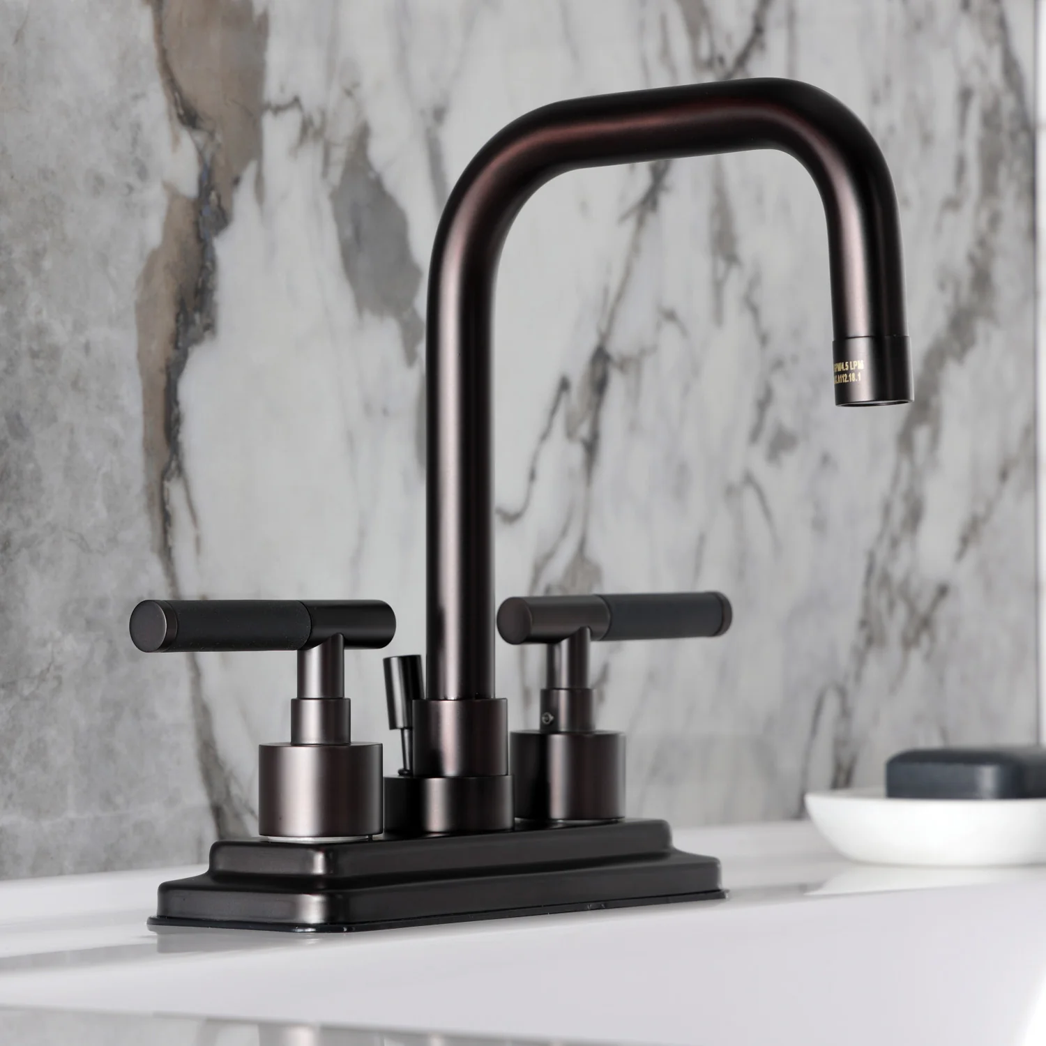 Kingston Sona KS6645CKL - Kaiser Double-Handle 3-Hole Deck Mount 4-Inch Centerset Bathroom Faucet with Brass Pop-Up, Oil Rubbed Bronze - Image 5