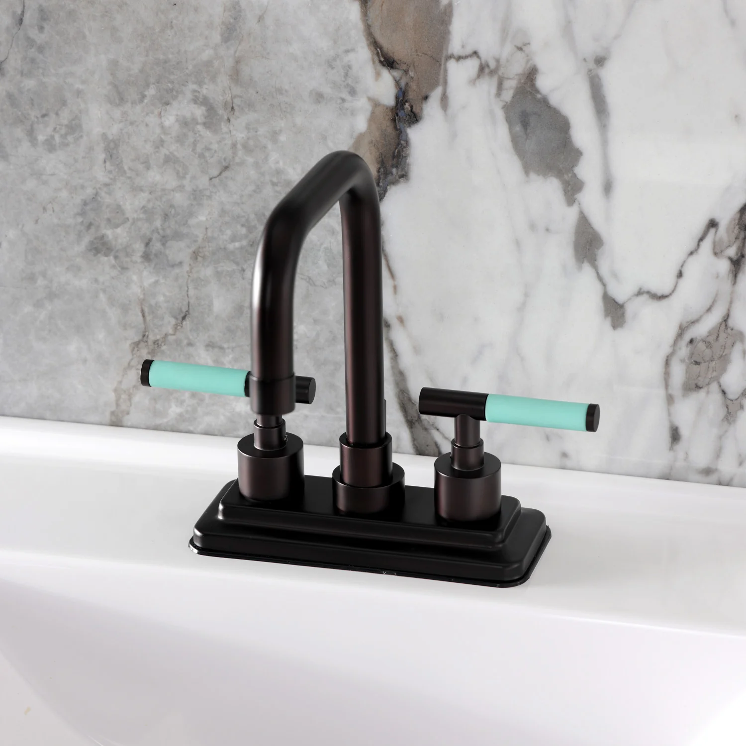 Kingston Sona KS6645CKL - Kaiser Double-Handle 3-Hole Deck Mount 4-Inch Centerset Bathroom Faucet with Brass Pop-Up, Oil Rubbed Bronze - Image 6