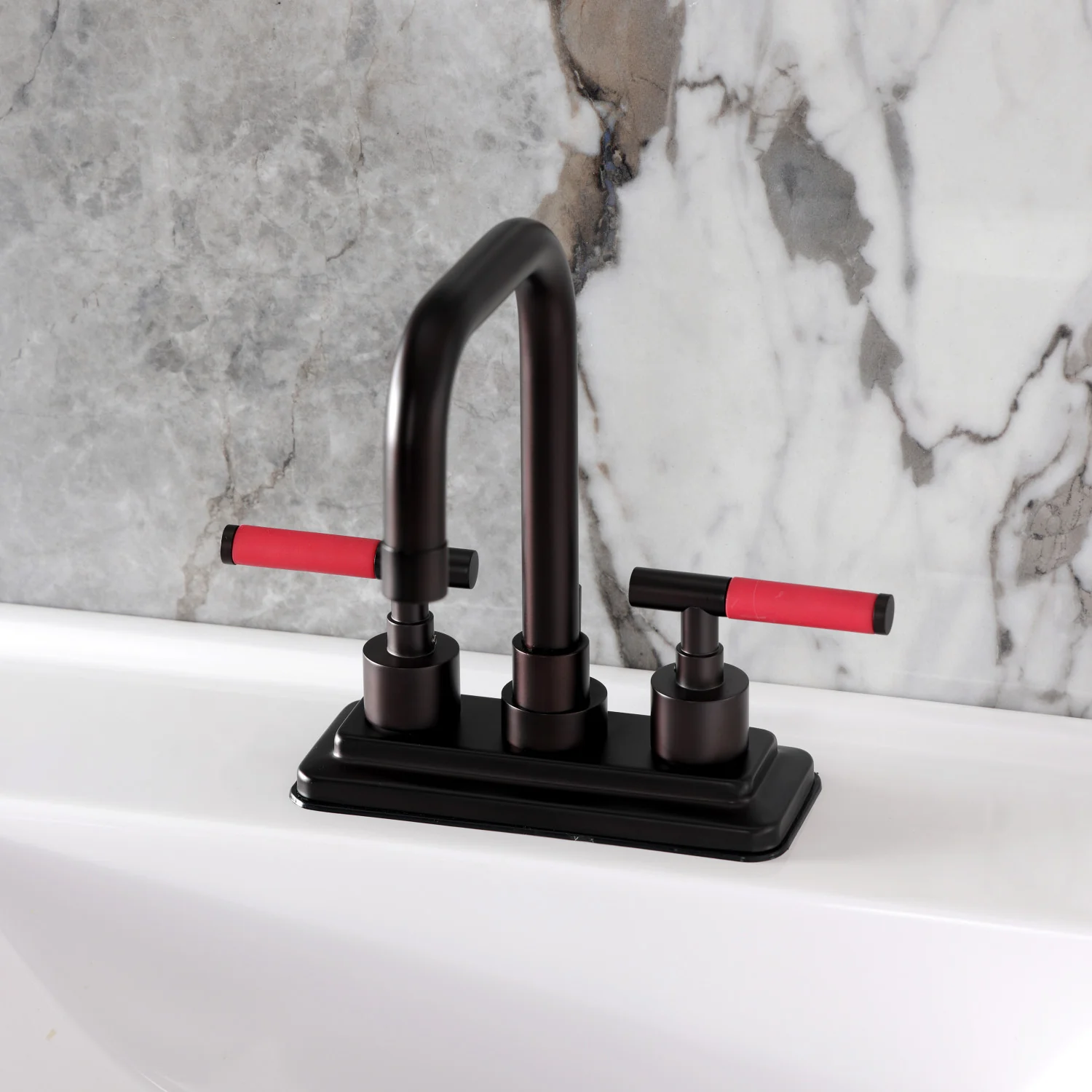 Kingston Sona KS6645CKL - Kaiser Double-Handle 3-Hole Deck Mount 4-Inch Centerset Bathroom Faucet with Brass Pop-Up, Oil Rubbed Bronze - Image 8