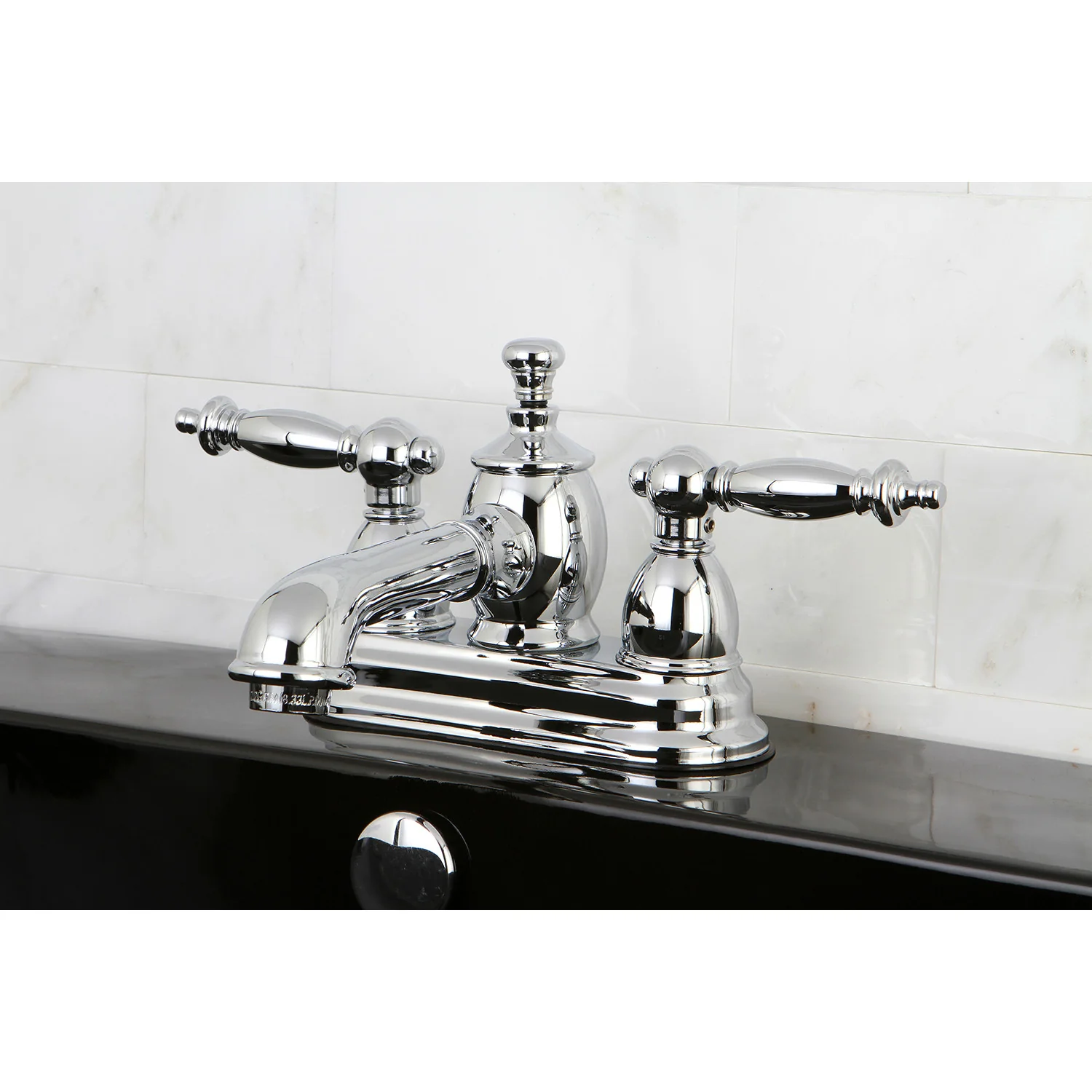 Kingston Tulare KS7001TL - Templeton Double-Handle 3-Hole Deck Mount 4-Inch Centerset Bathroom Faucet with Brass Pop-Up, Polished Chrome - Image 2