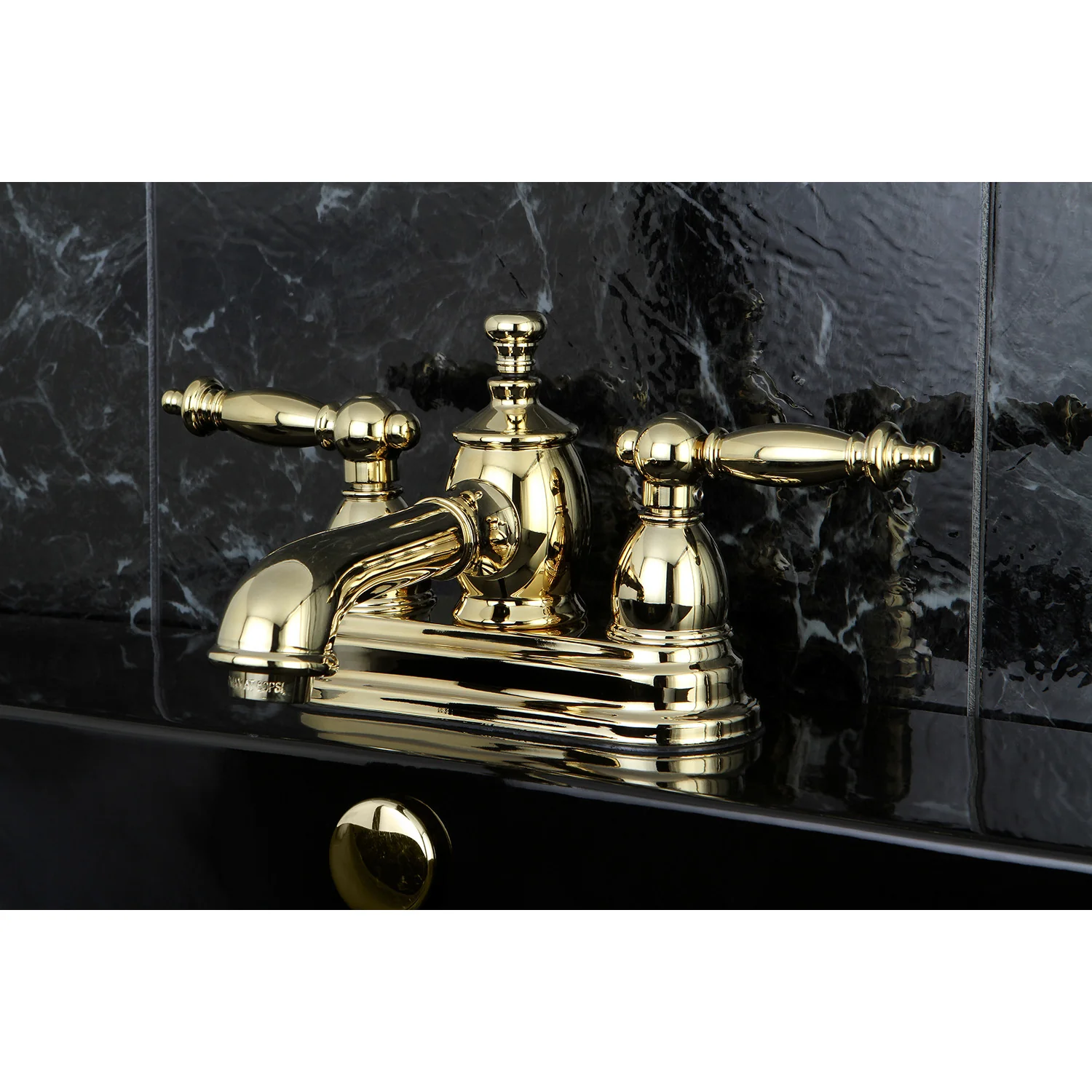 Kingston Tulare KS7002TL - Templeton Double-Handle 3-Hole Deck Mount 4-Inch Centerset Bathroom Faucet with Brass Pop-Up, Polished Brass - Image 2
