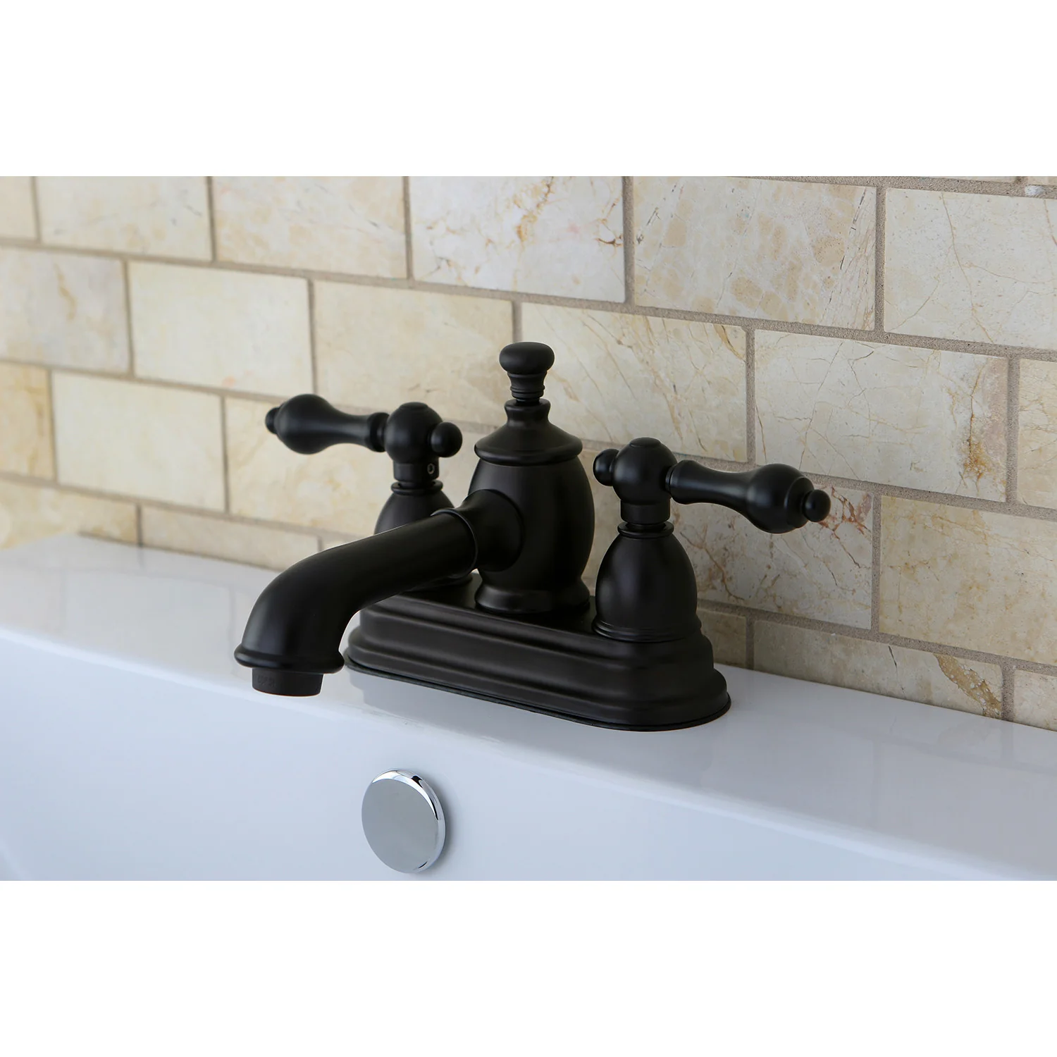 Kingston Tulare KS7005AL - English Country Double-Handle 3-Hole Deck Mount 4-Inch Centerset Bathroom Faucet with Brass Pop-Up, Oil Rubbed Bronze - Image 2