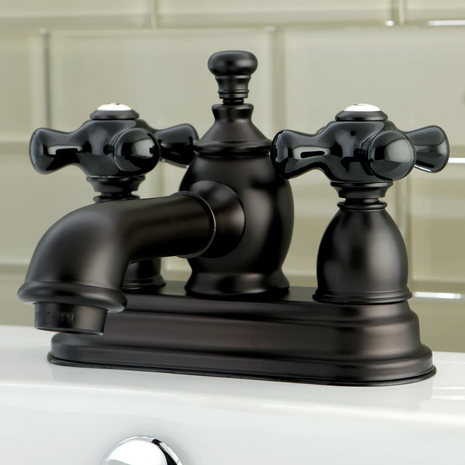 Kingston Tulare KS7005PKX - Duchess Double-Handle 3-Hole Deck Mount 4-Inch Centerset Bathroom Faucet with Brass Pop-Up, Oil Rubbed Bronze - Image 2