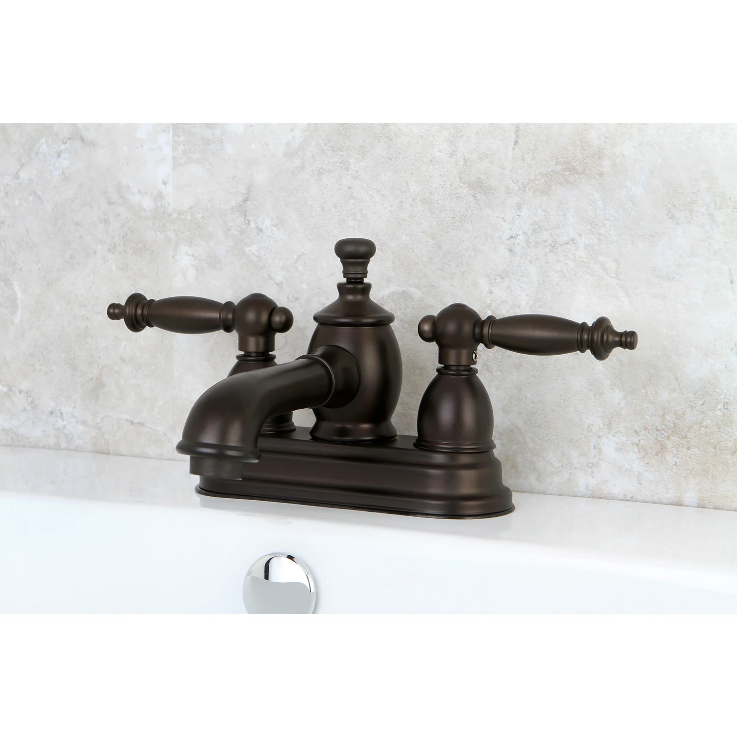 Kingston Tulare KS7005TL - Templeton Double-Handle 3-Hole Deck Mount 4-Inch Centerset Bathroom Faucet with Brass Pop-Up, Oil Rubbed Bronze - Image 2