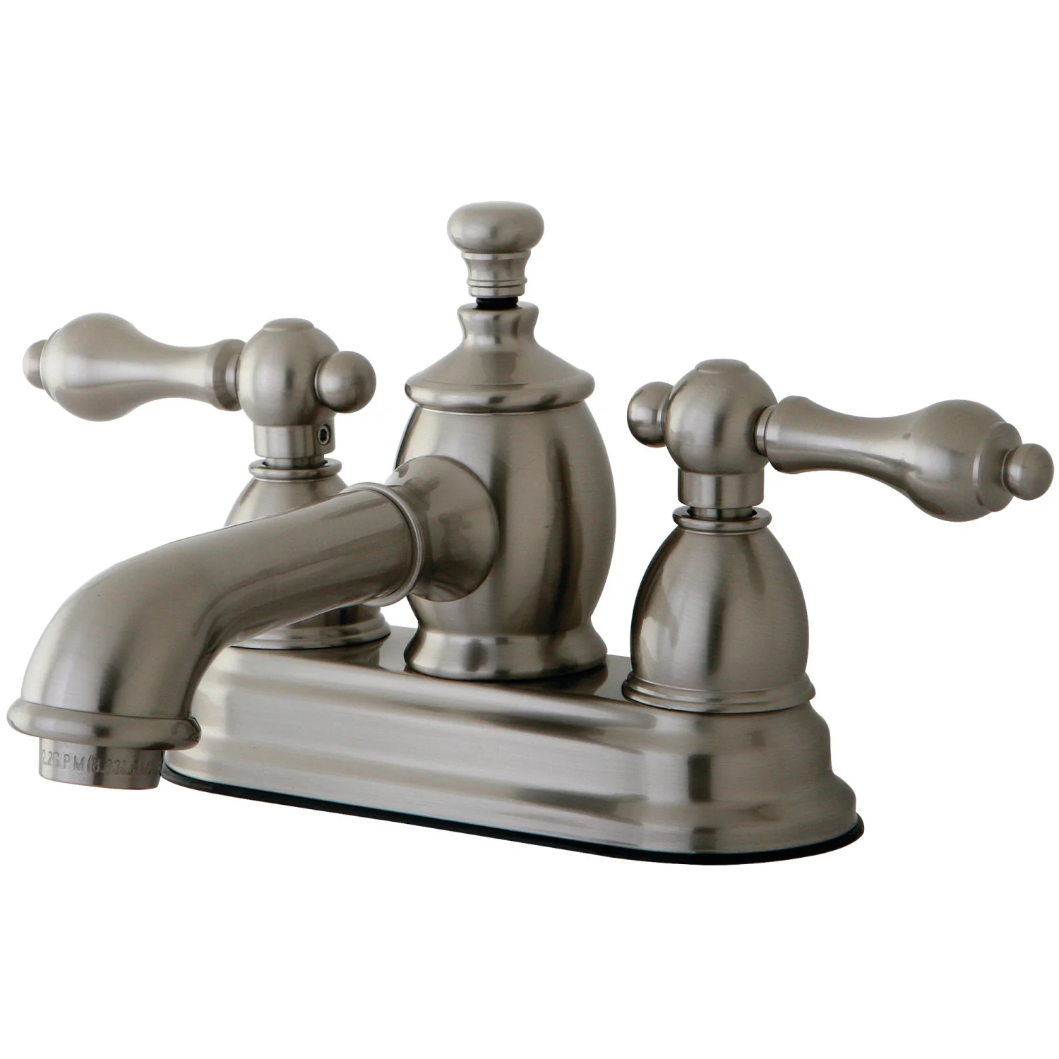 Kingston Tulare KS7008AL - English Country Double-Handle 3-Hole Deck Mount 4-Inch Centerset Bathroom Faucet with Brass Pop-Up, Brushed Nickel