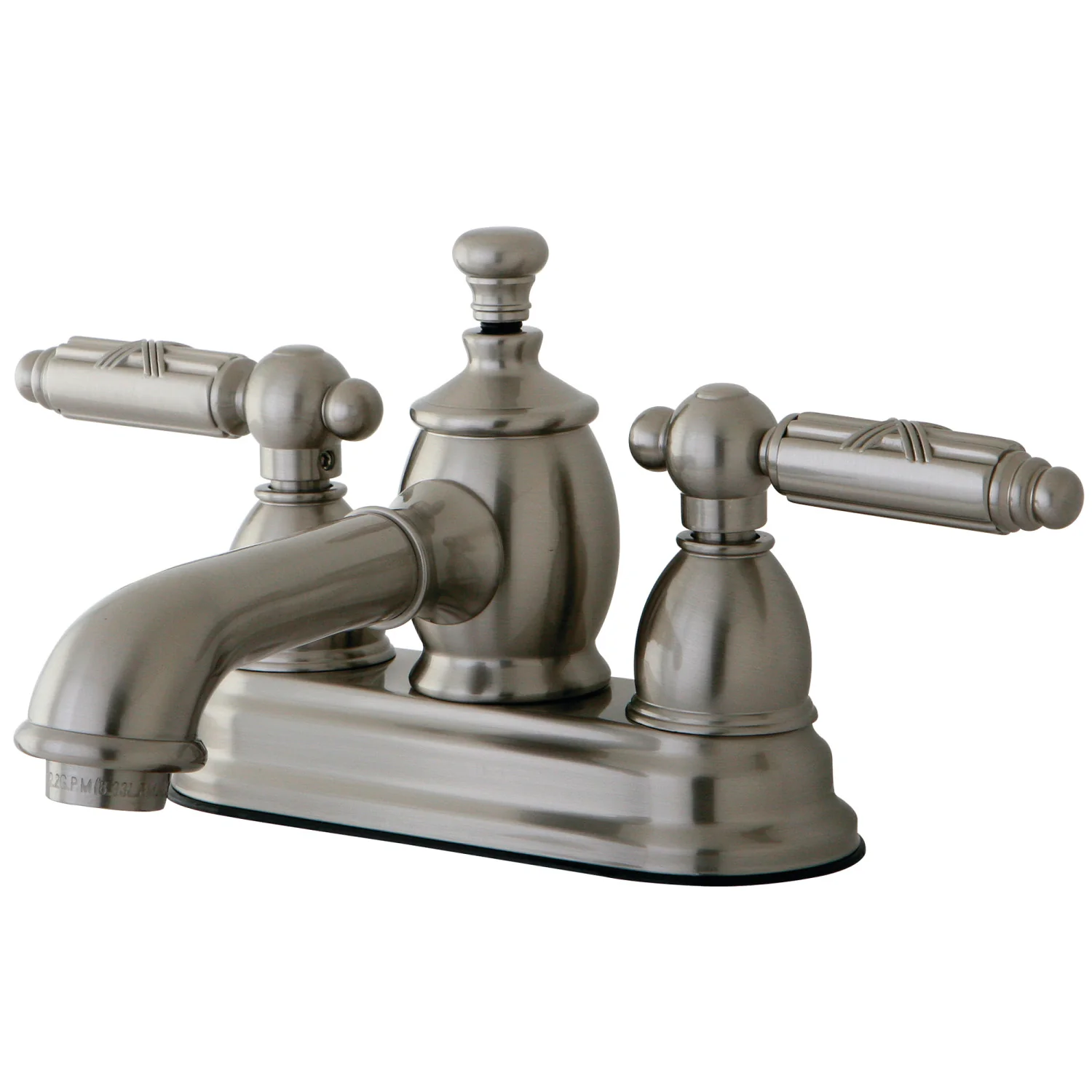 Kingston Tulare KS7008GL - Georgian Double-Handle 3-Hole Deck Mount 4-Inch Centerset Bathroom Faucet with Brass Pop-Up, Brushed Nickel
