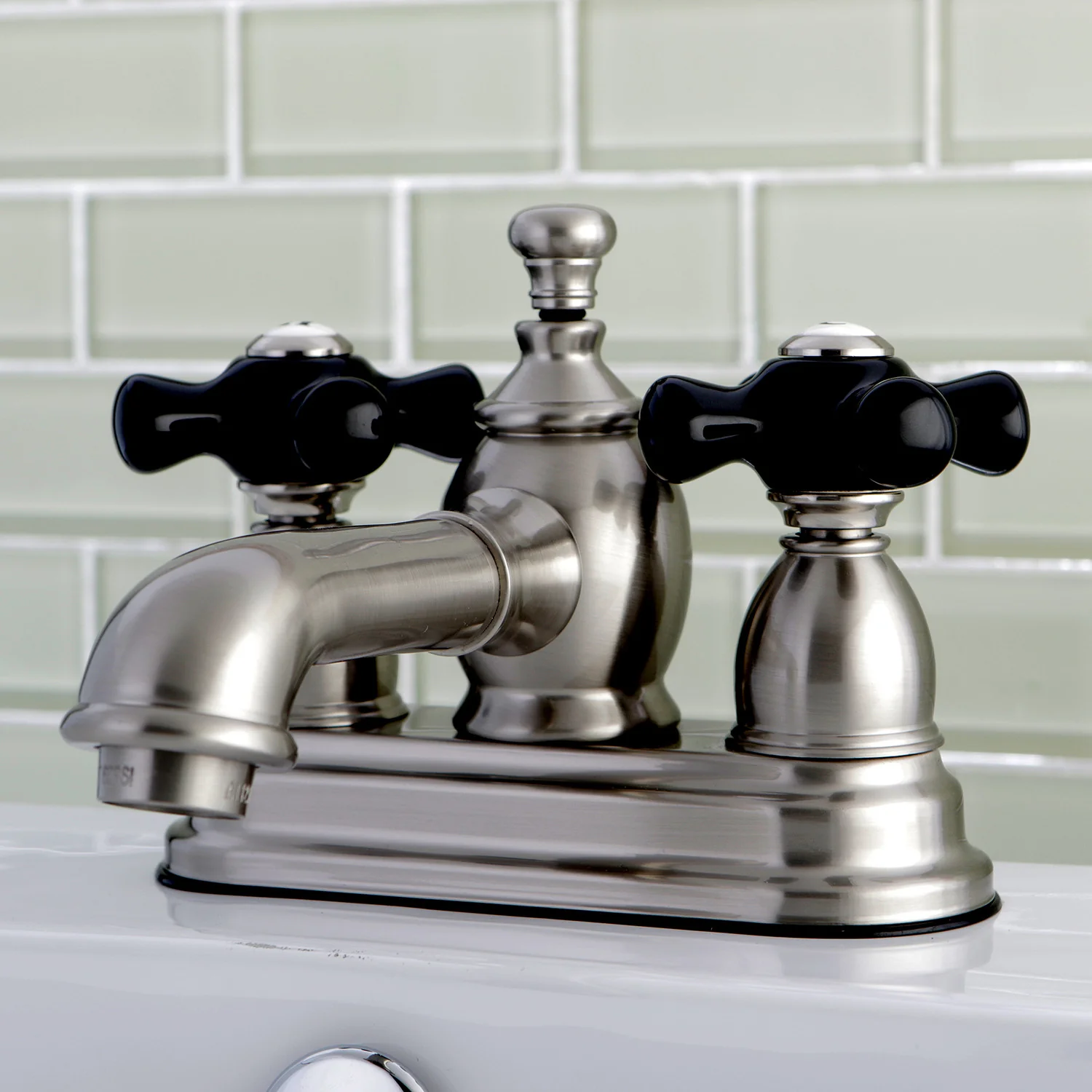 Kingston Tulare KS7008PKX - Duchess Double-Handle 3-Hole Deck Mount 4-Inch Centerset Bathroom Faucet with Brass Pop-Up, Brushed Nickel - Image 2